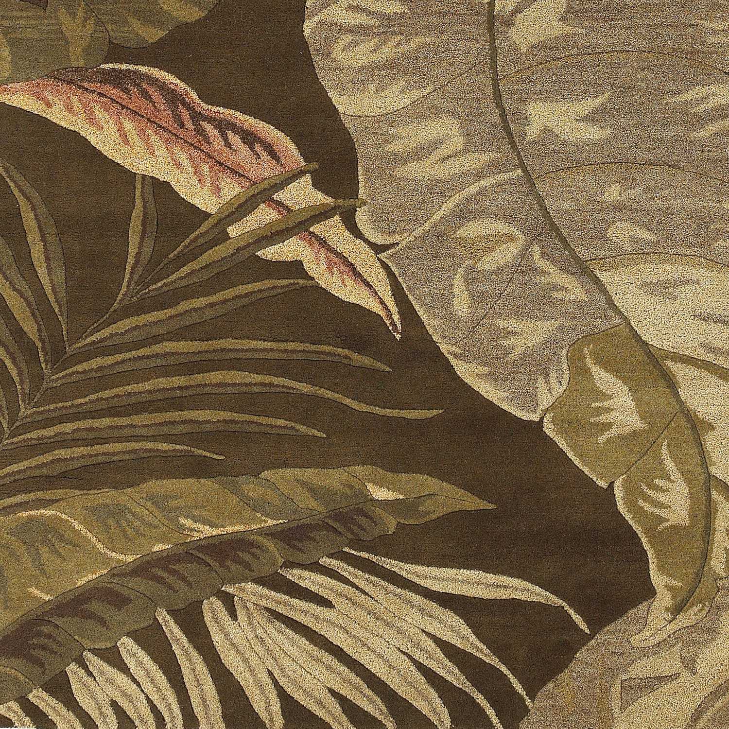 3' X 5' Mocha Leaves Wool Area Rug - Image 3