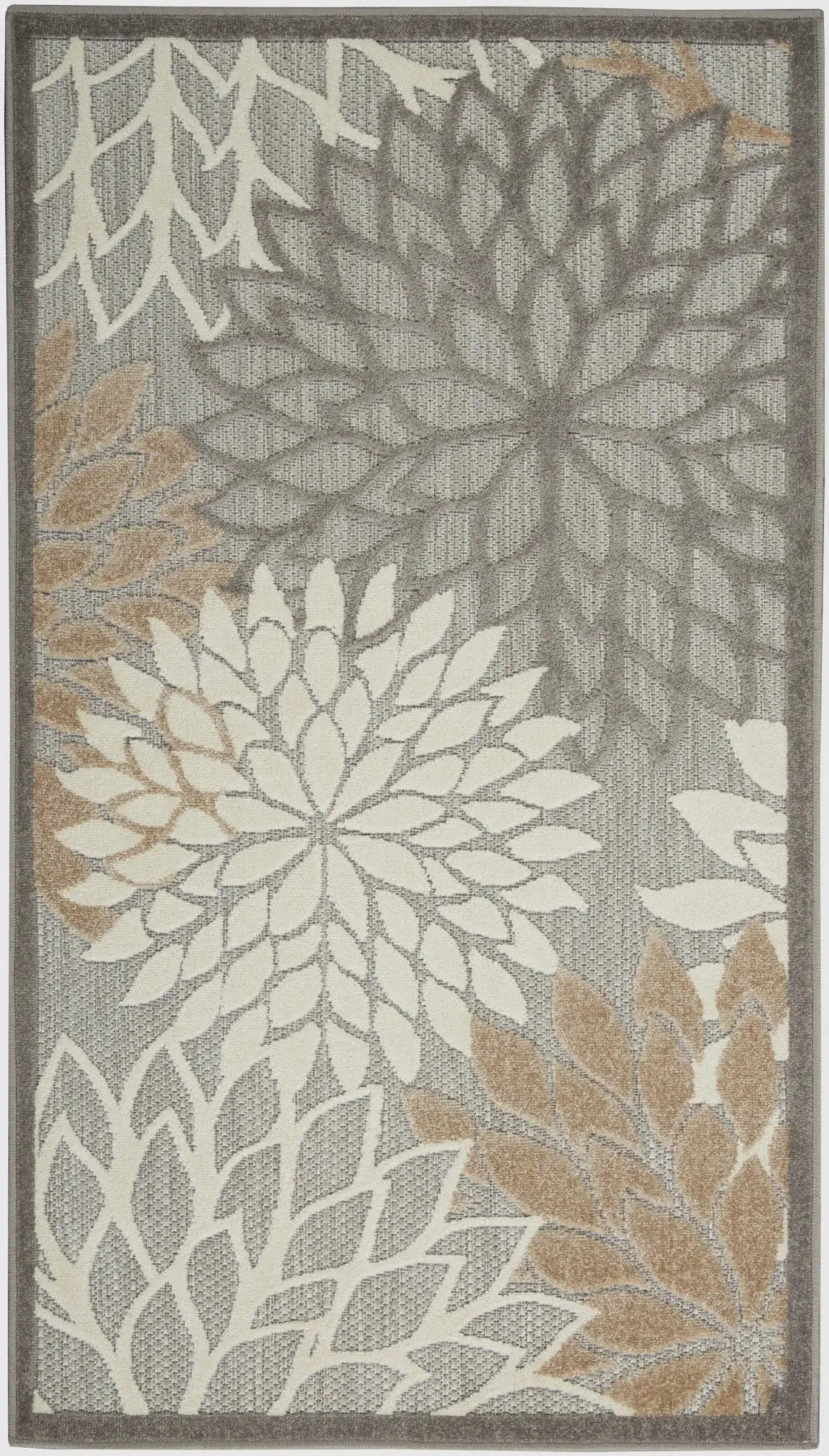 3' X 5' Natural Floral Non Skid Indoor Outdoor Area Rug - Image 2