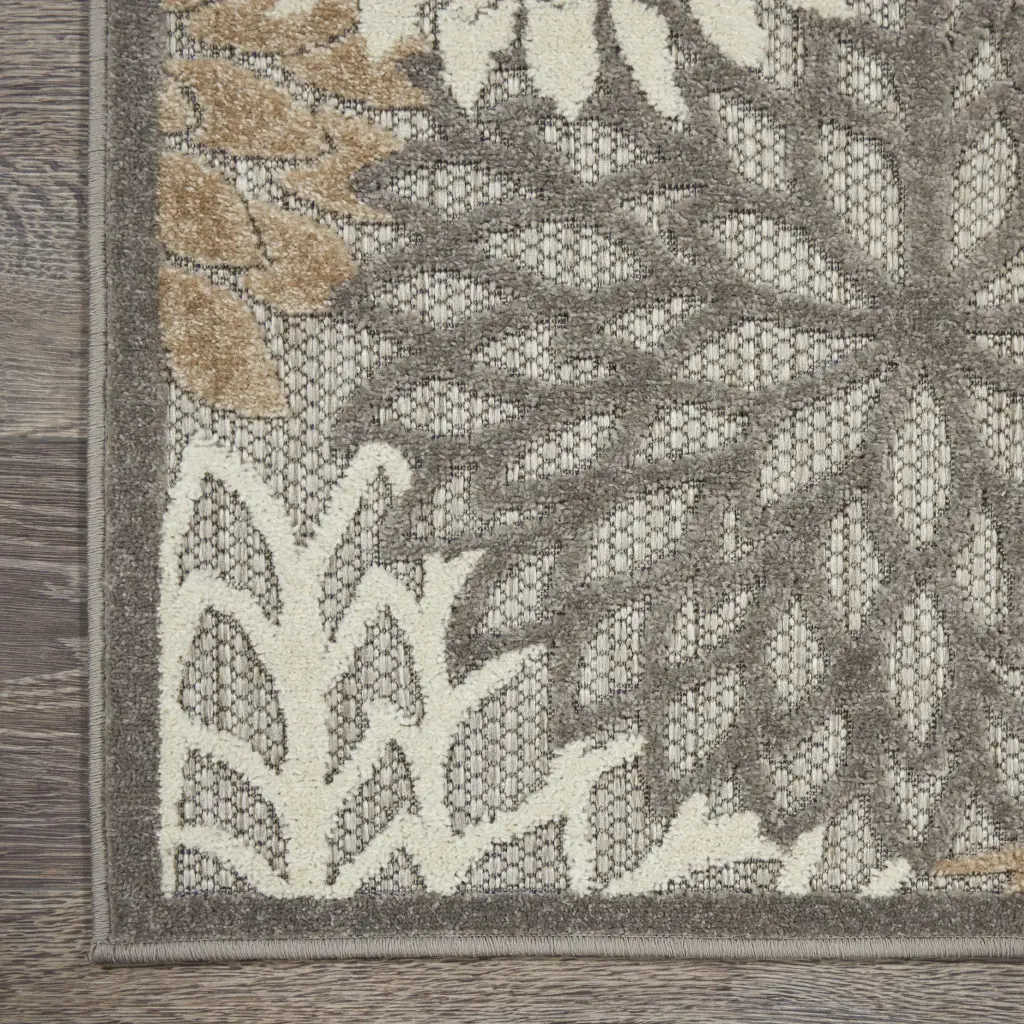 3' X 5' Natural Floral Non Skid Indoor Outdoor Area Rug - Image 5