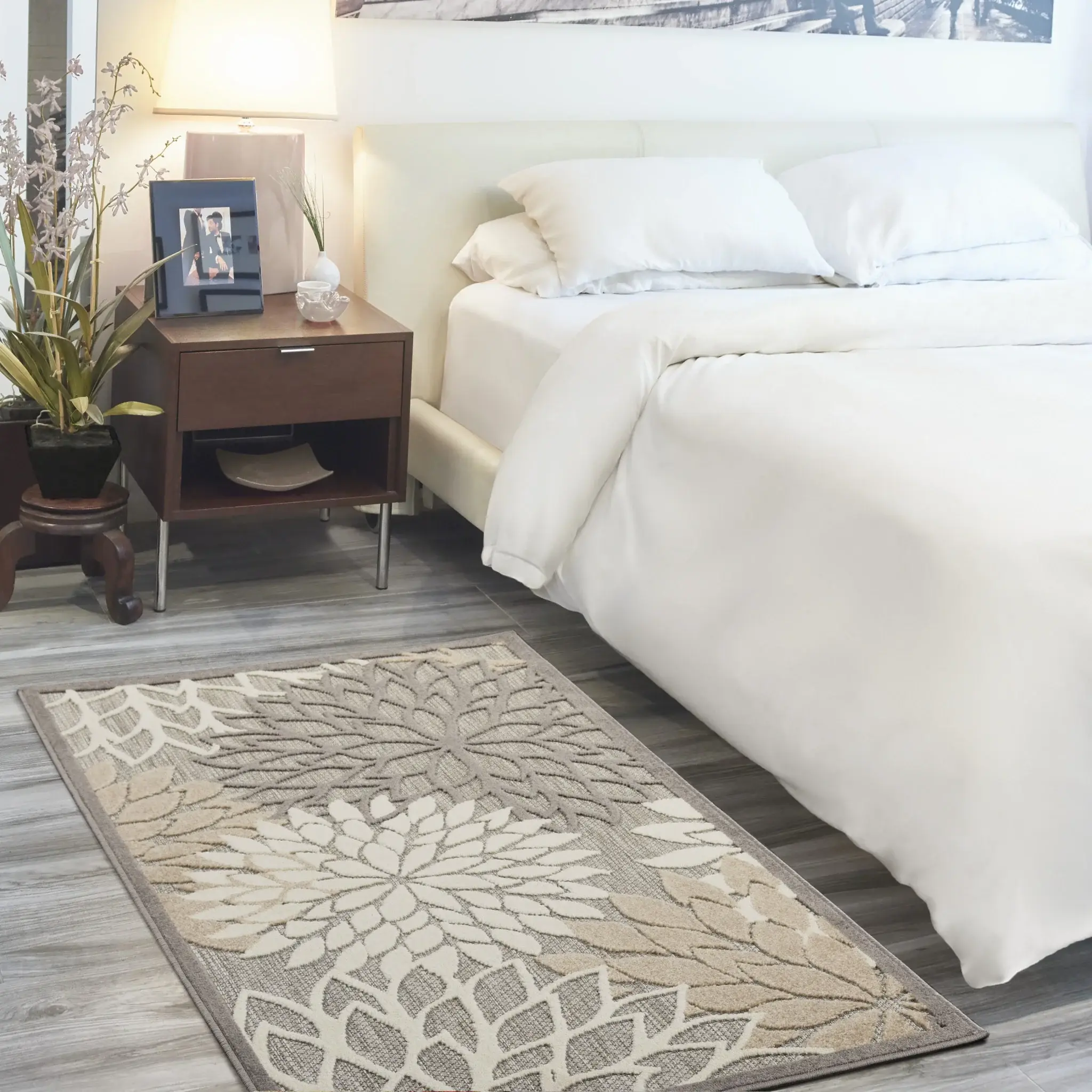 3' X 5' Natural Floral Non Skid Indoor Outdoor Area Rug - Image 9