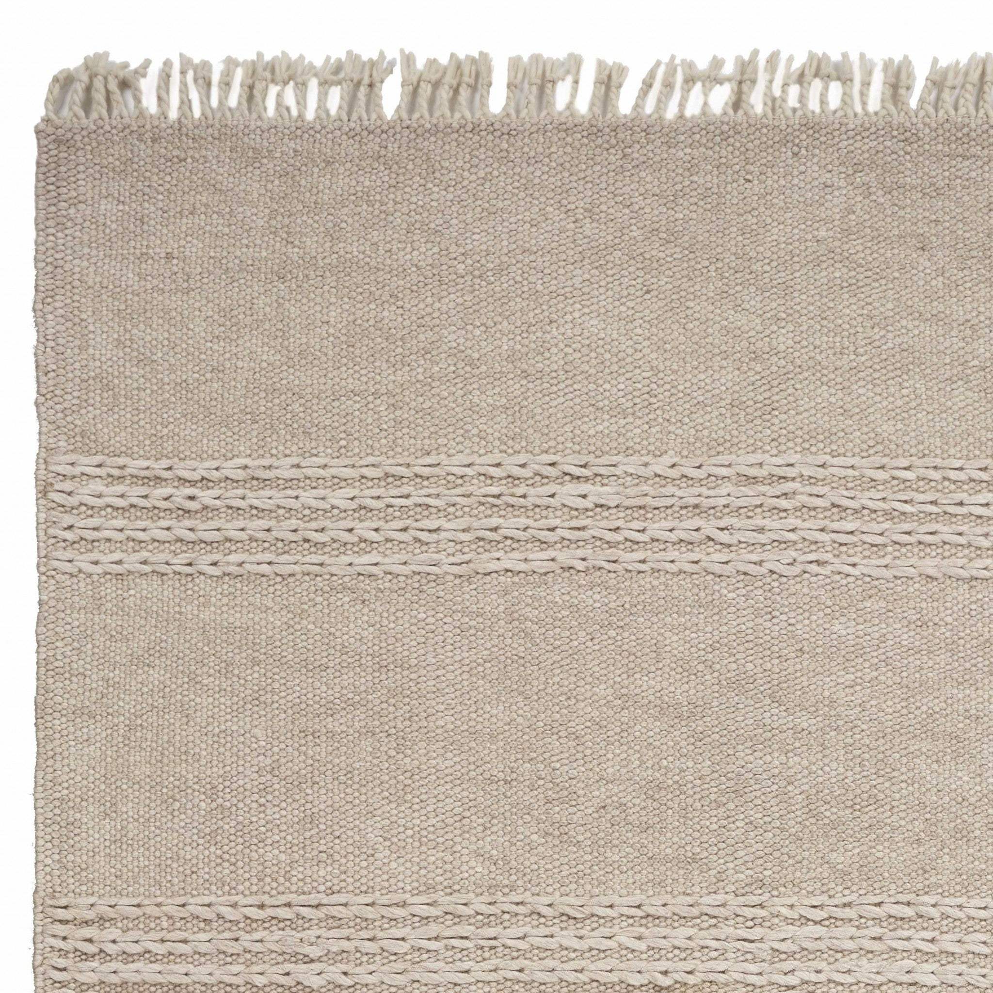 3' X 5' Natural Wool Hand Woven Area Rug - Image 8