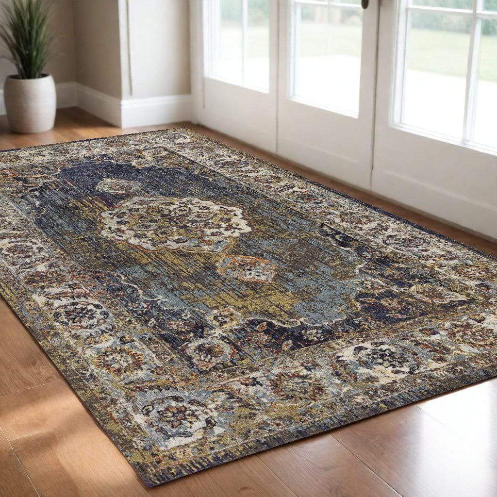 3' X 5' Navy Blue Oriental Area Rug - Image 2