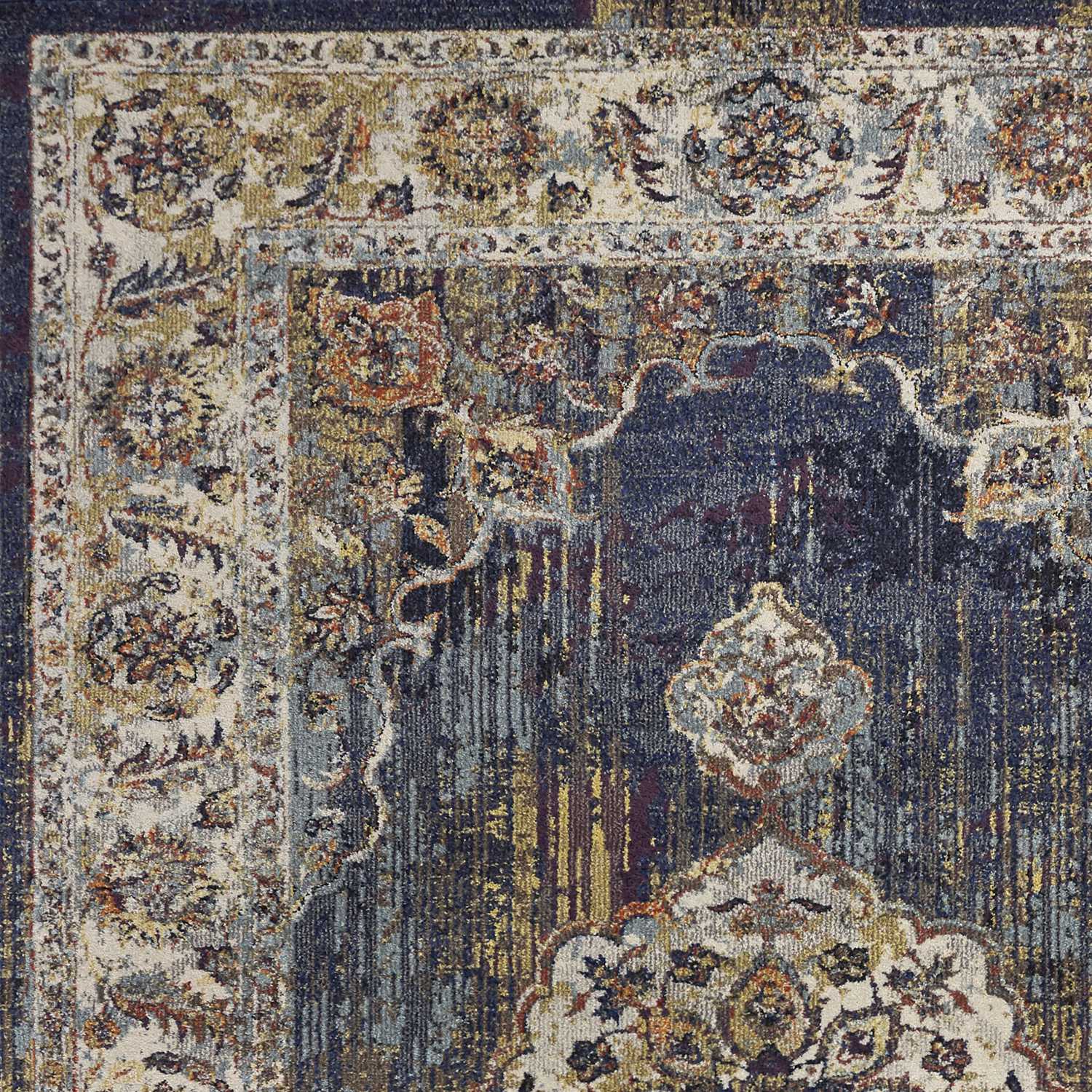 3' X 5' Navy Blue Oriental Area Rug - Image 4
