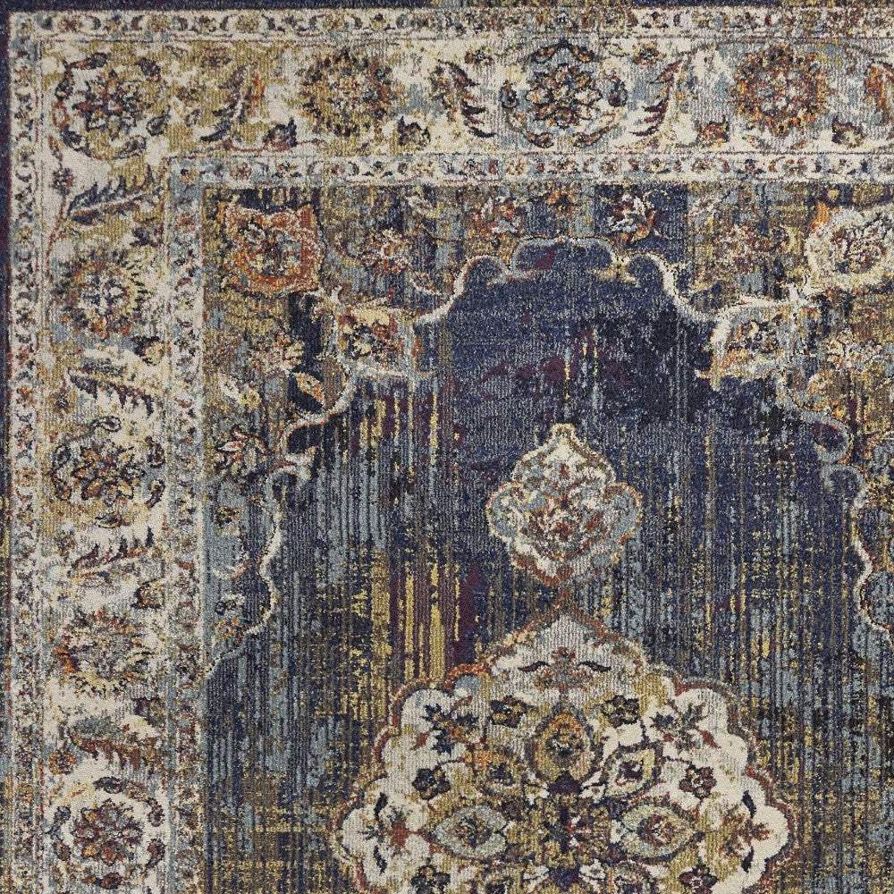 3' X 5' Navy Blue Oriental Area Rug - Image 5