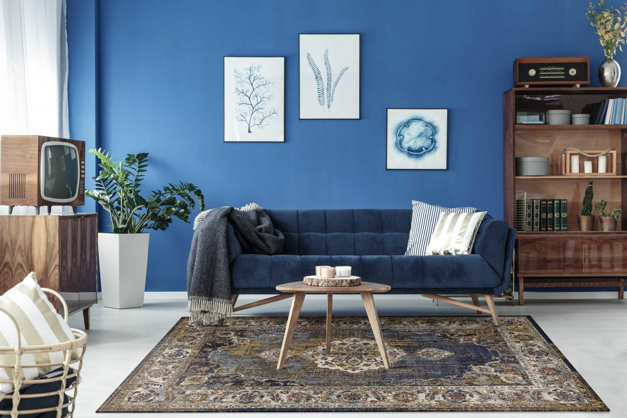 3' X 5' Navy Blue Oriental Area Rug - Image 7