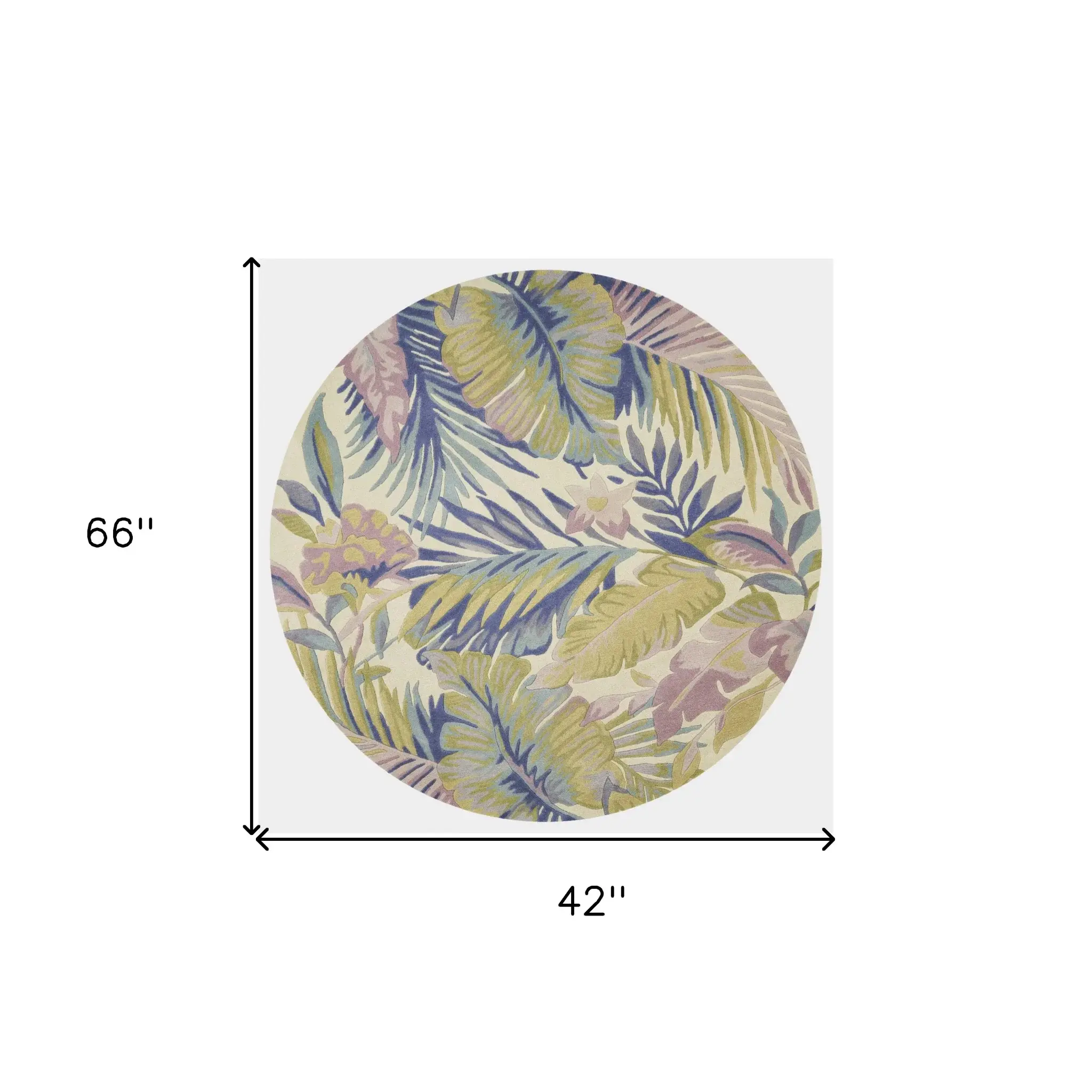 3' X 5' Pastel Tropical Leaves Wool Indoor Area Rug - Image 3
