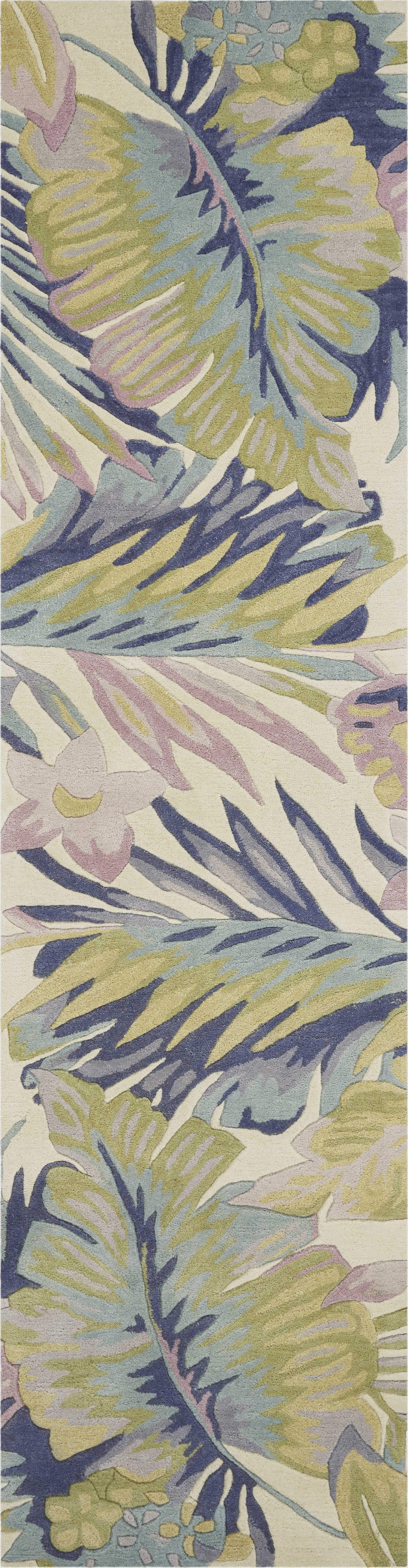 3' X 5' Pastel Tropical Leaves Wool Indoor Area Rug - Image 5
