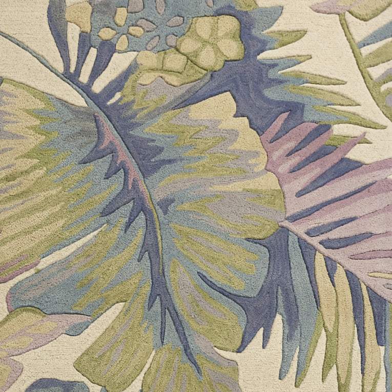 3' X 5' Pastel Tropical Leaves Wool Indoor Area Rug - Image 6
