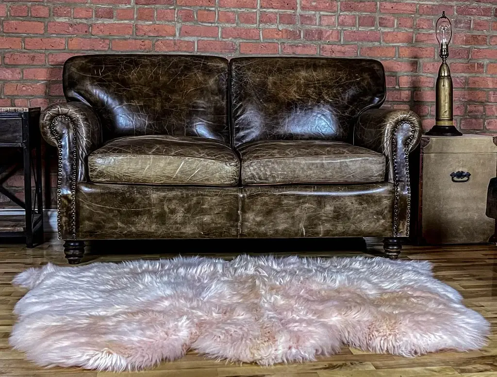 3' X 5' Pink Natural Sheepskin Area Rug - Image 6