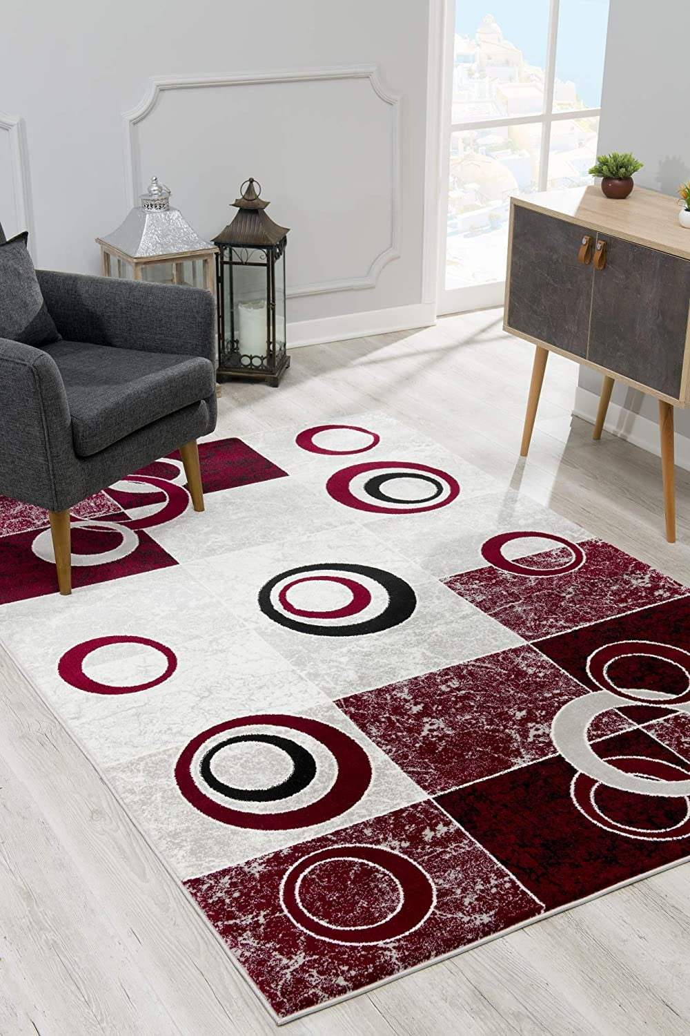 3' X 5' Red Abstract Power Loom Area Rug - Image 6