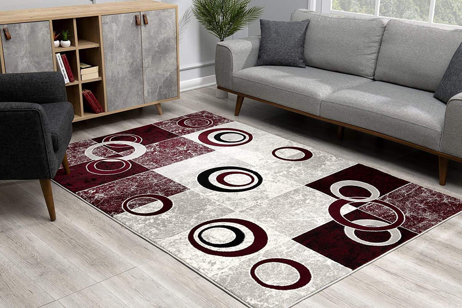 3' X 5' Red Abstract Power Loom Area Rug - Image 7