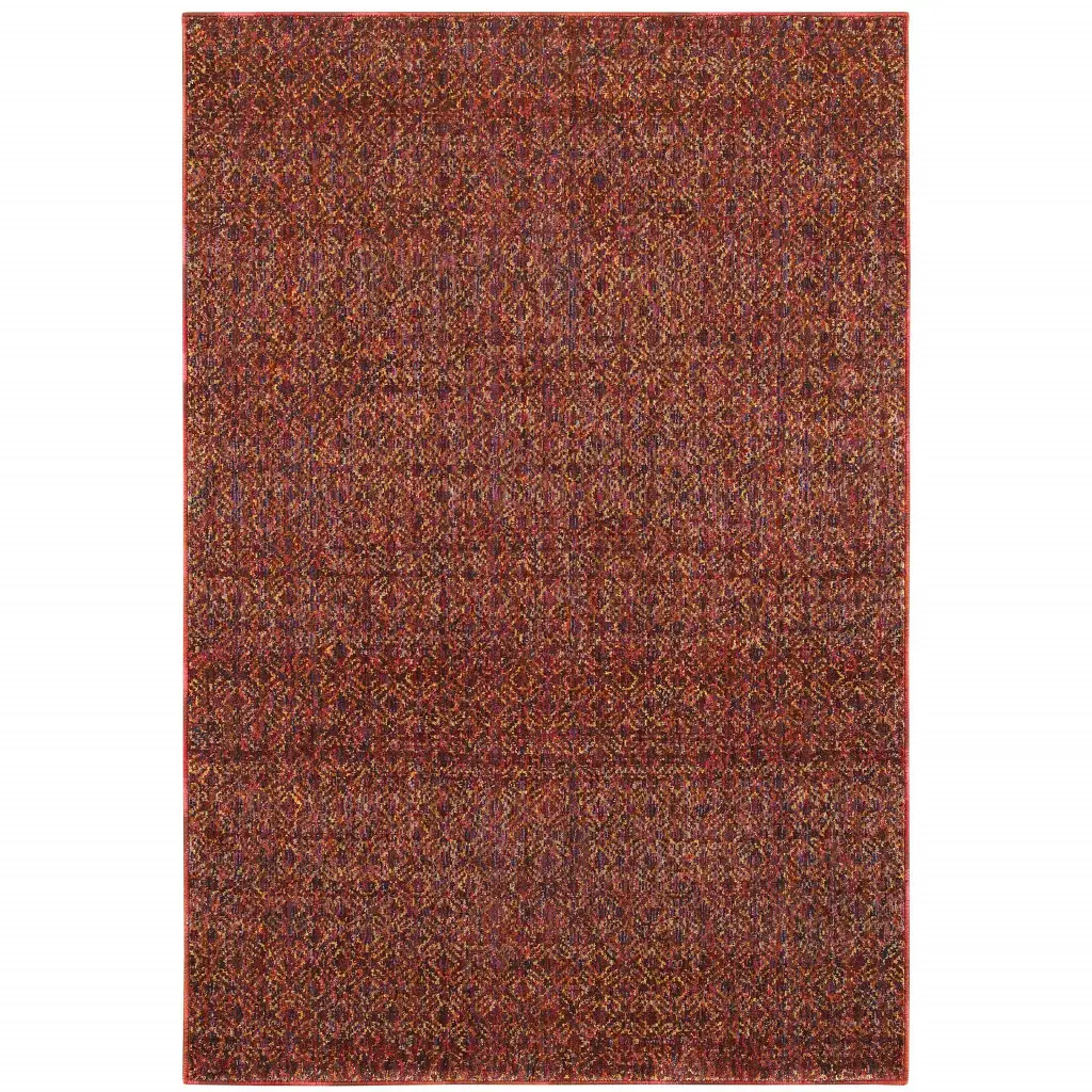 3' X 5' Red and Gold Geometric Power Loom Area Rug - Image 2