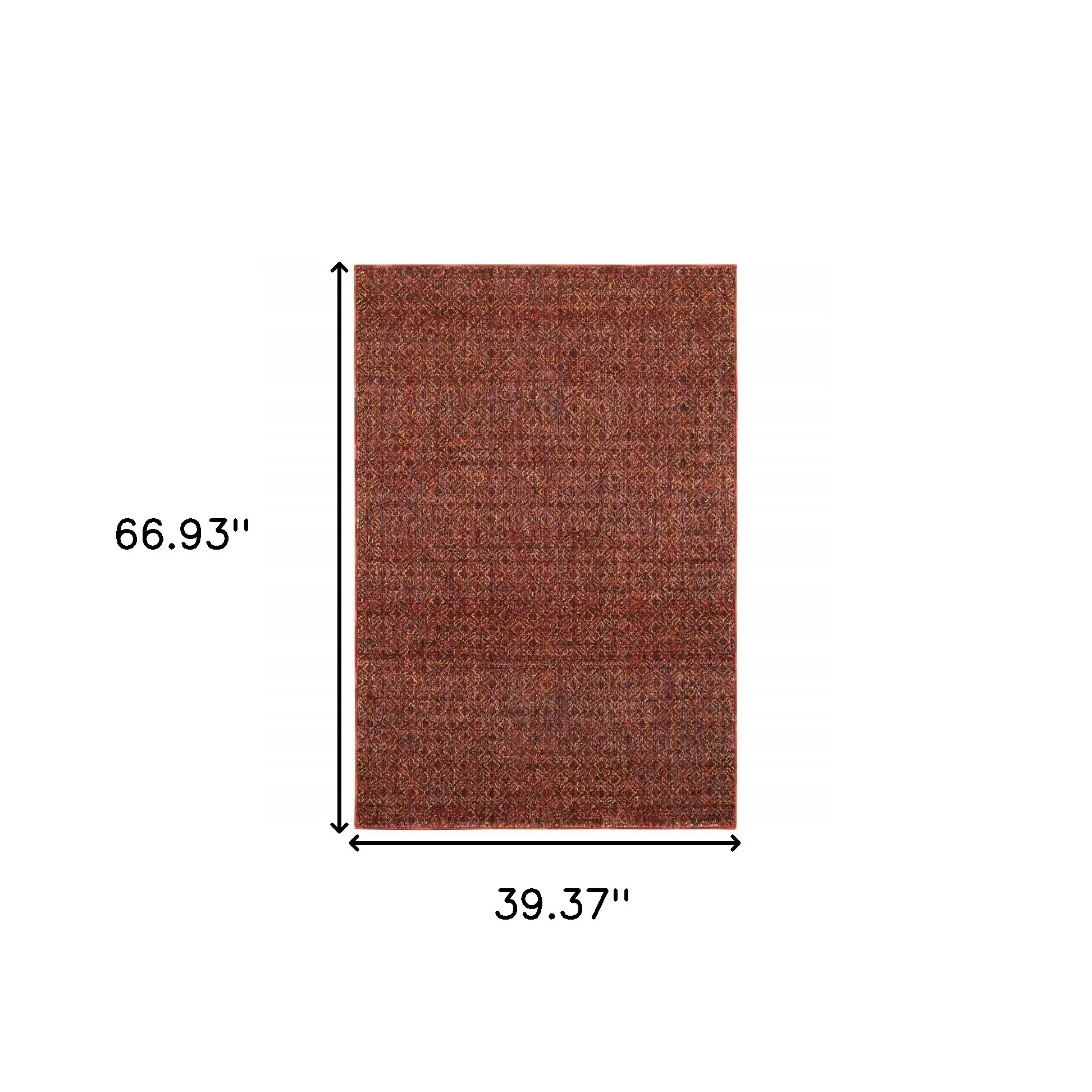 3' X 5' Red and Gold Geometric Power Loom Area Rug - Image 3