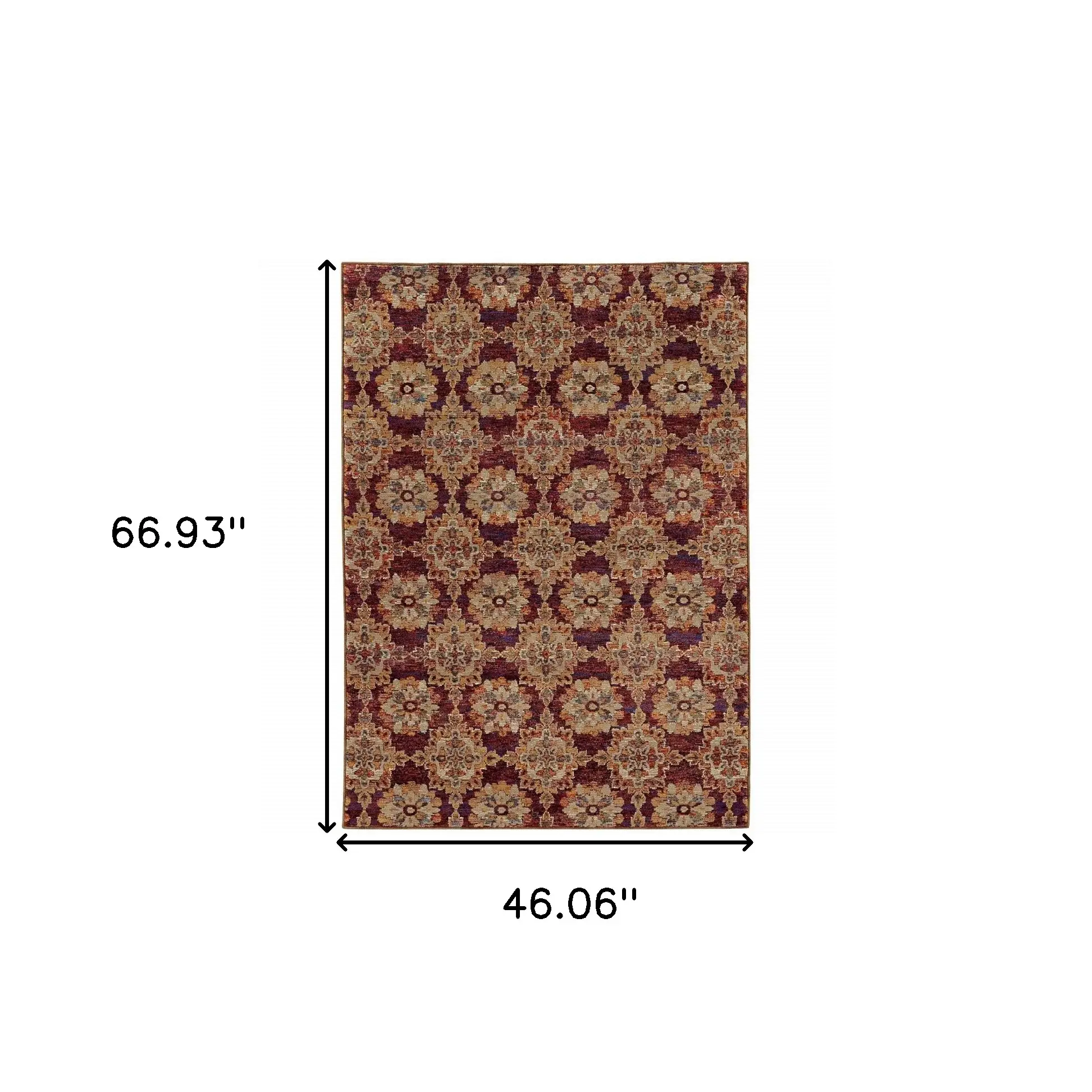 3' X 5' Red and Gold Oriental Power Loom Area Rug - Image 3