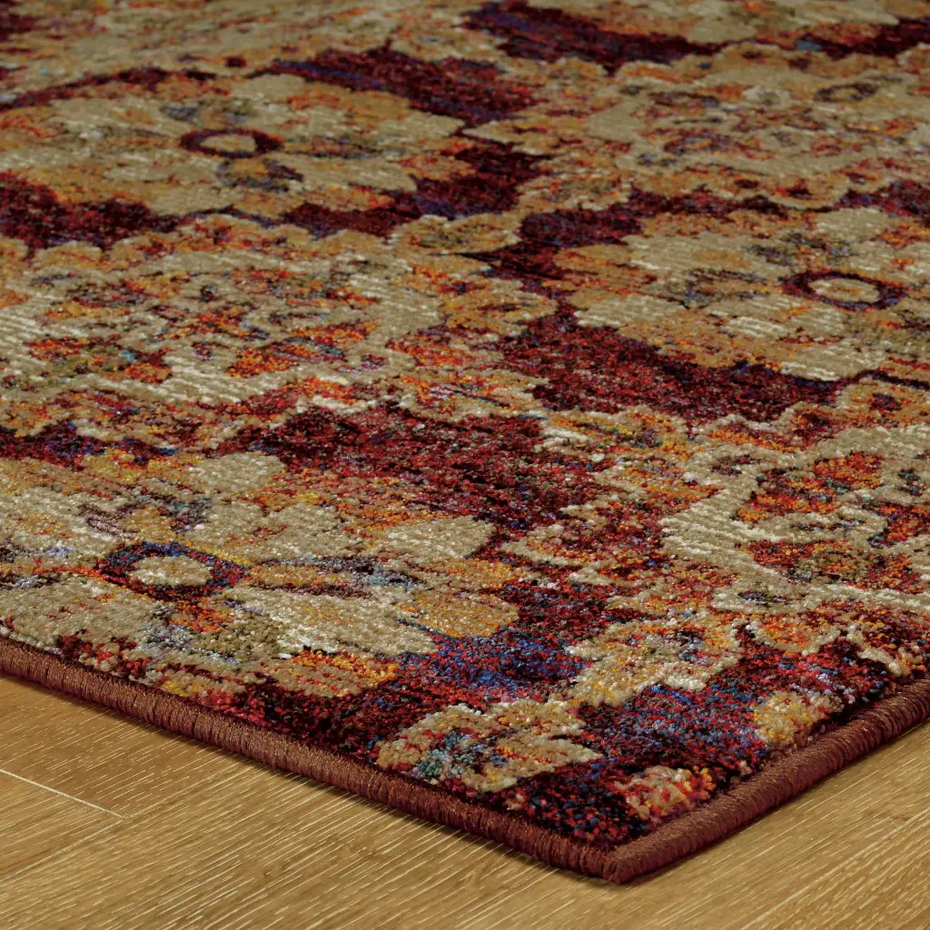 3' X 5' Red and Gold Oriental Power Loom Area Rug - Image 5