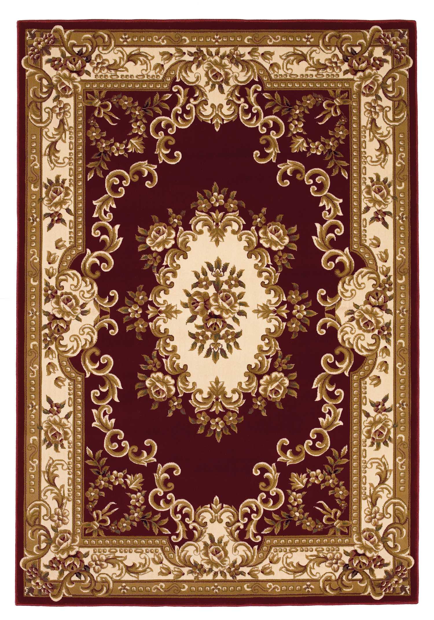3' X 5' Red and Ivory Floral Border Area Rug - Image 2