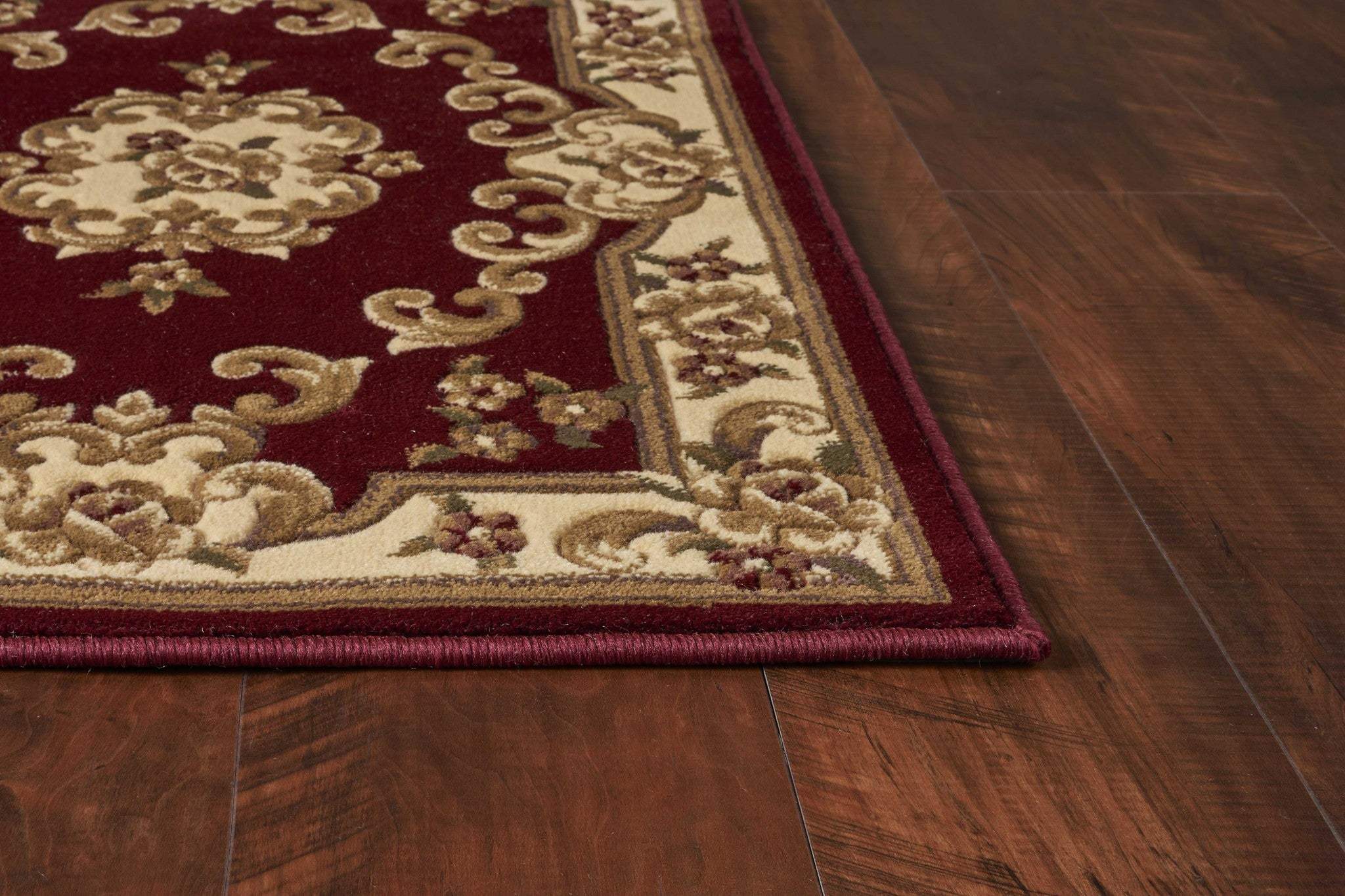 3' X 5' Red and Ivory Floral Border Area Rug - Image 8