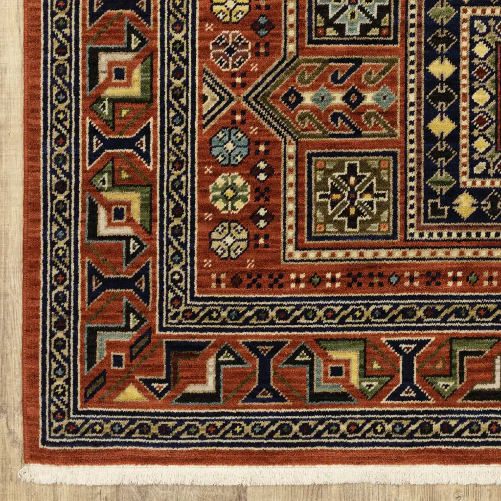 3' X 5' Red Black and White Oriental Power Loom Area Rug - Image 4