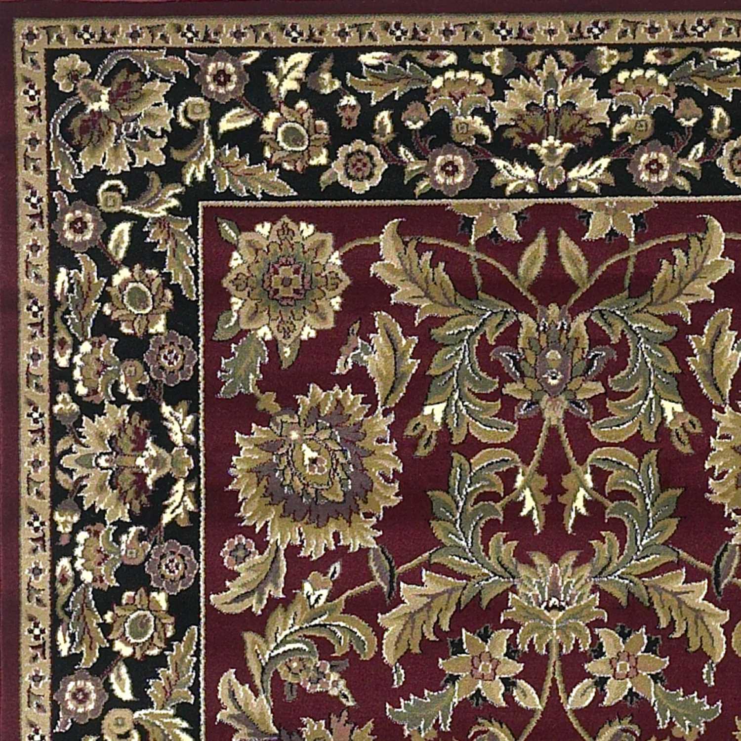 3' X 5' Red Black Machine Woven Floral Traditional Indoor Accent Rug - Image 3