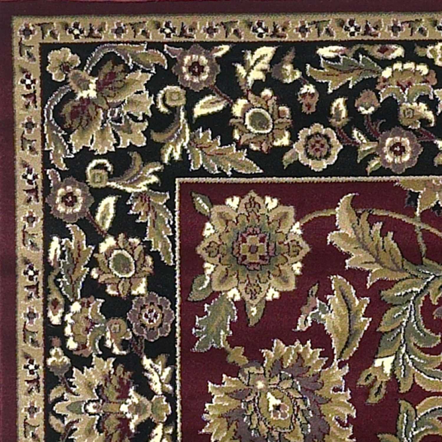 3' X 5' Red Black Machine Woven Floral Traditional Indoor Accent Rug - Image 4