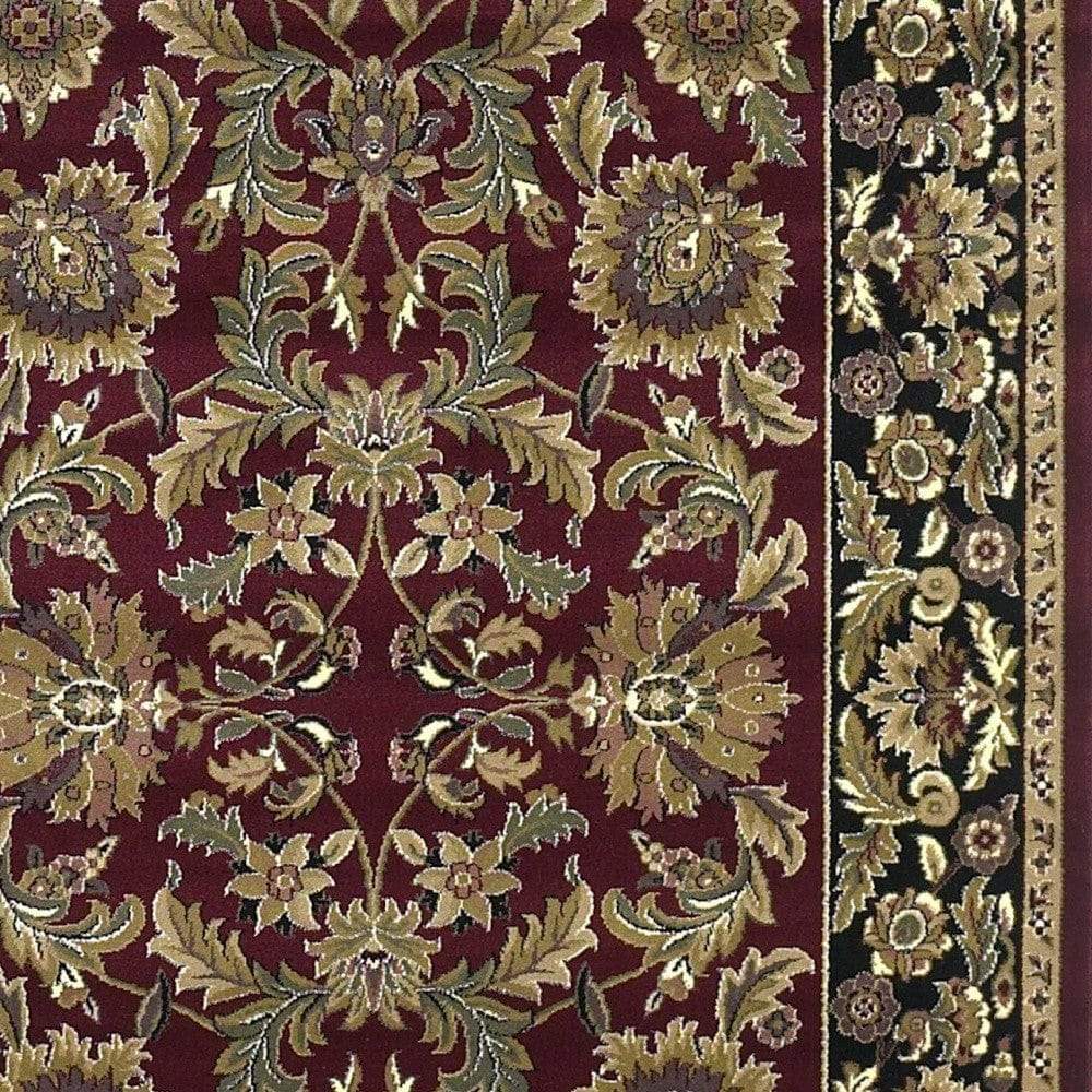 3' X 5' Red Black Machine Woven Floral Traditional Indoor Accent Rug - Image 5