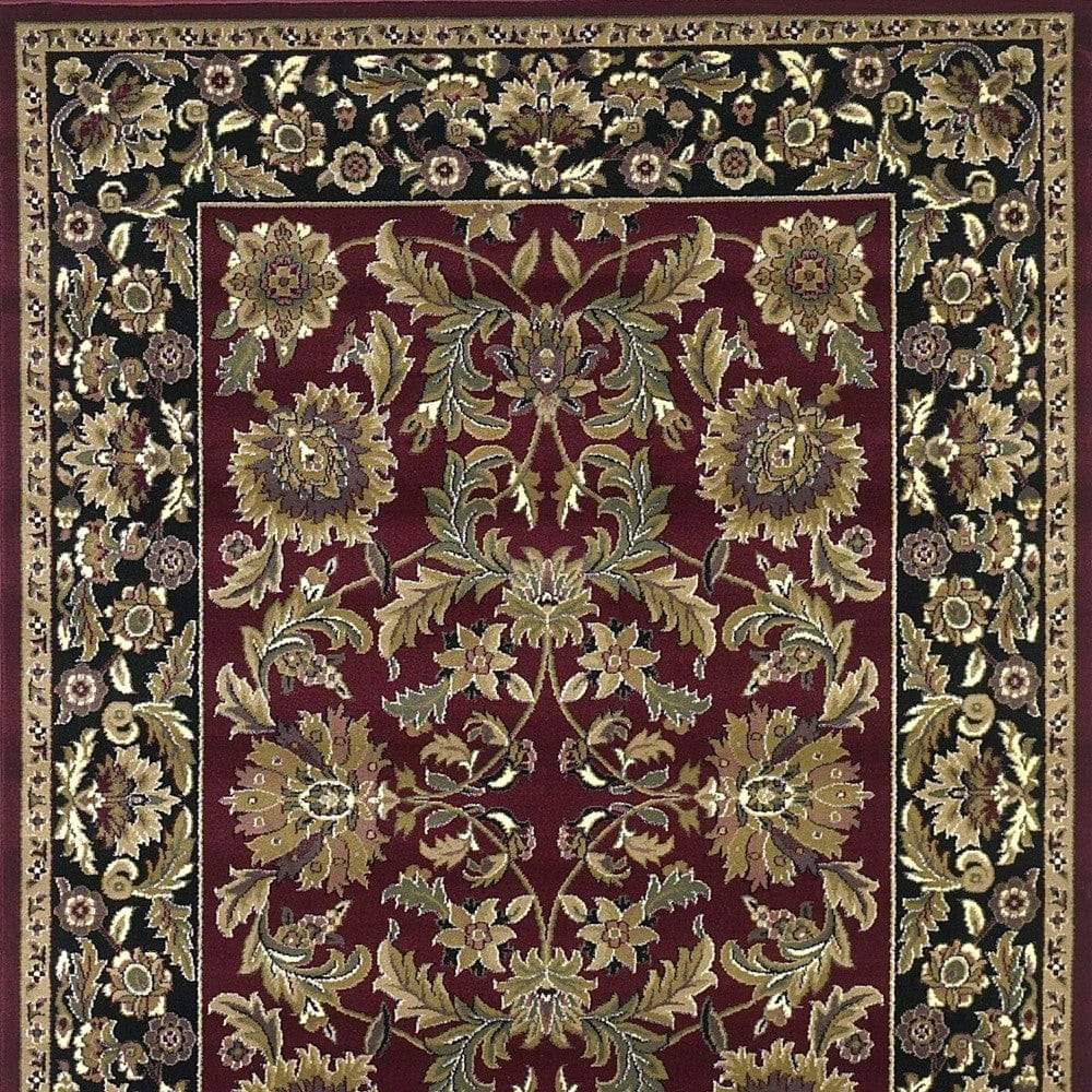 3' X 5' Red Black Machine Woven Floral Traditional Indoor Accent Rug - Image 6