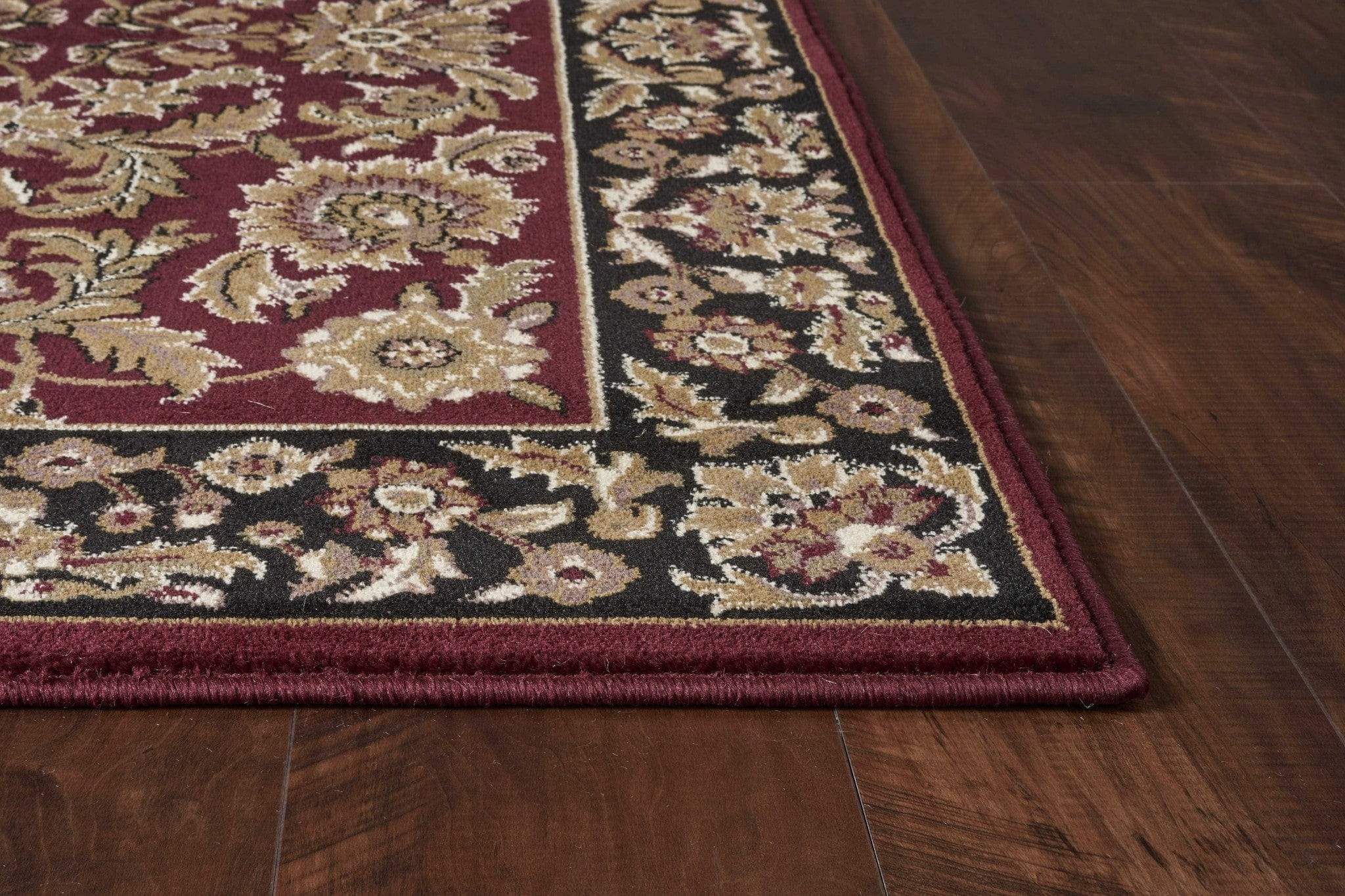 3' X 5' Red Black Machine Woven Floral Traditional Indoor Accent Rug - Image 7