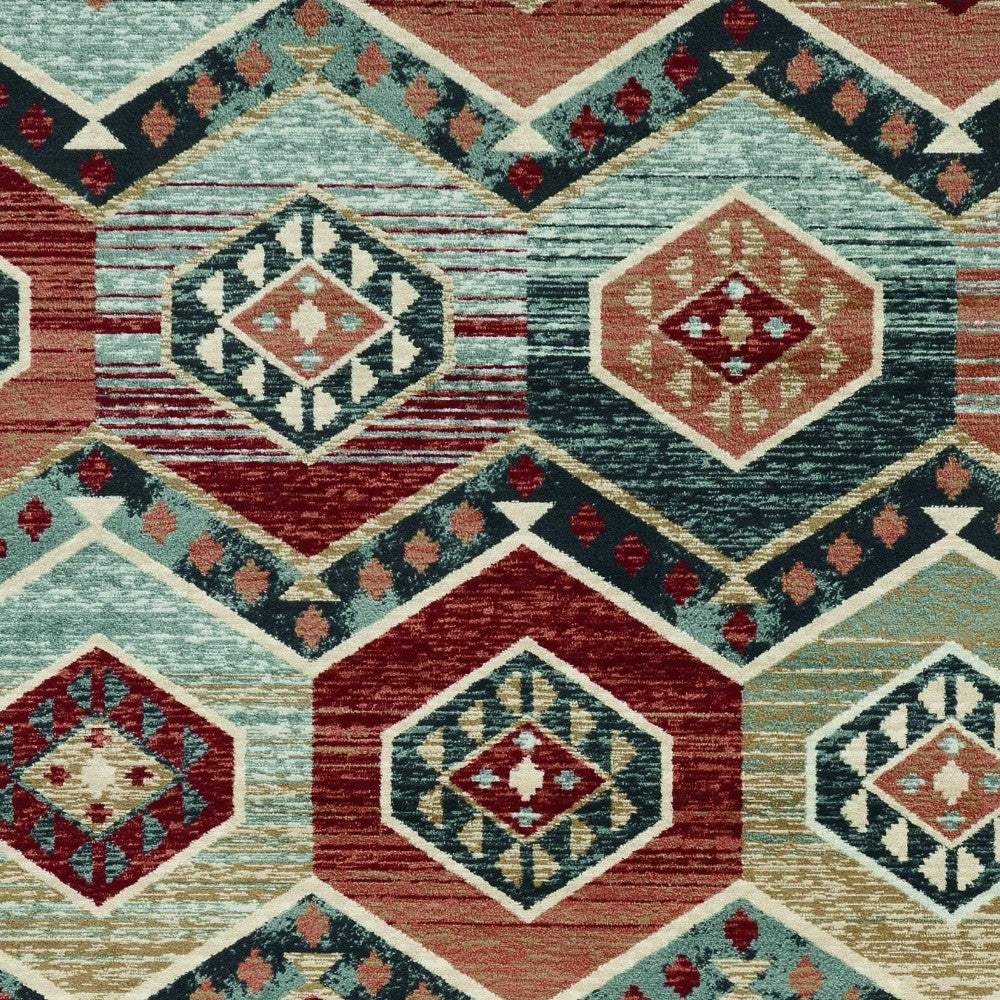 3' X 5' Red Machine Woven Honeycomb Lodge Indoor Area Rug - Image 6