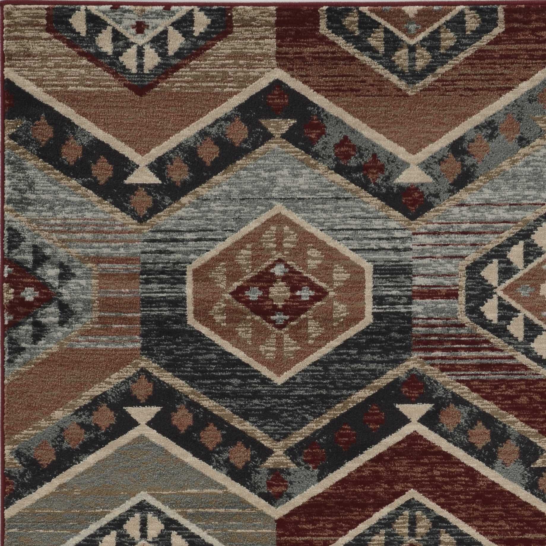 3' X 5' Red Machine Woven Honeycomb Lodge Indoor Area Rug - Image 8
