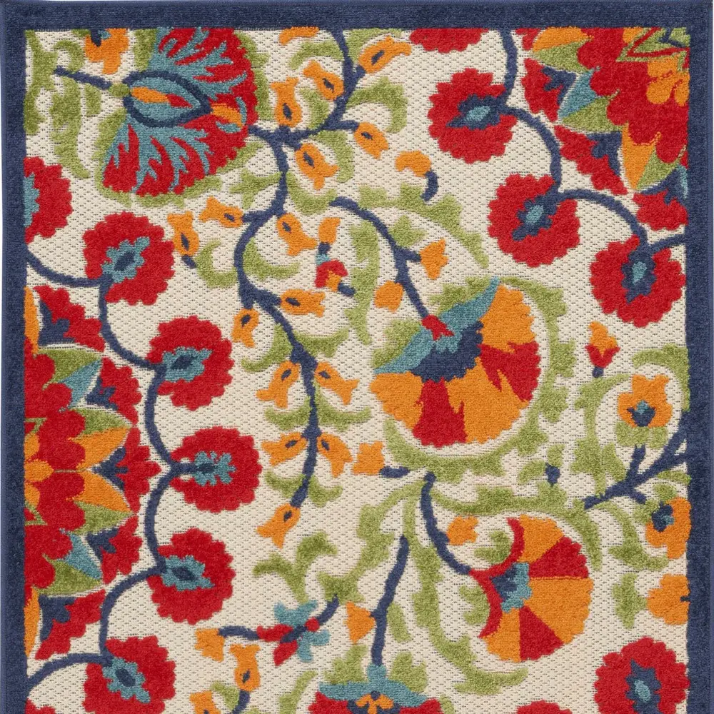 3' X 5' Red Toile Non Skid Indoor Outdoor Area Rug - Image 3