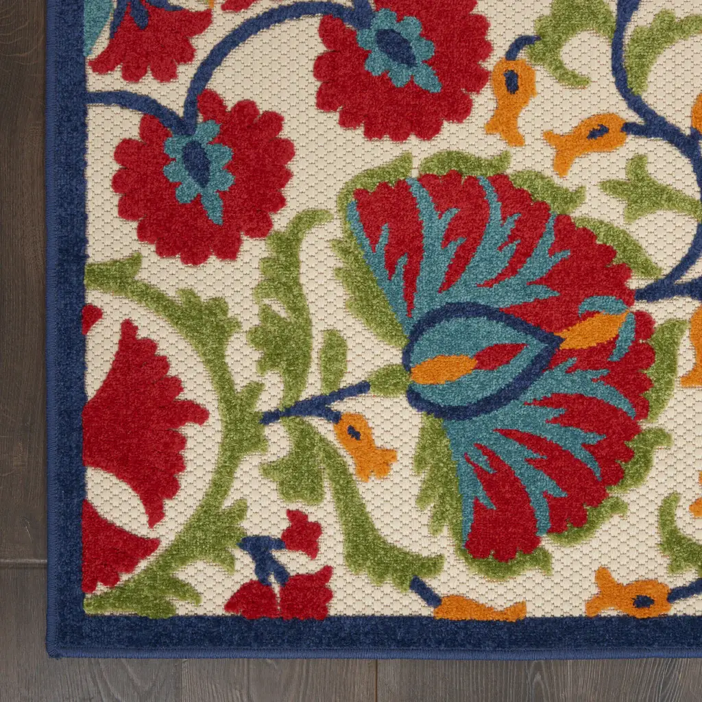 3' X 5' Red Toile Non Skid Indoor Outdoor Area Rug - Image 5