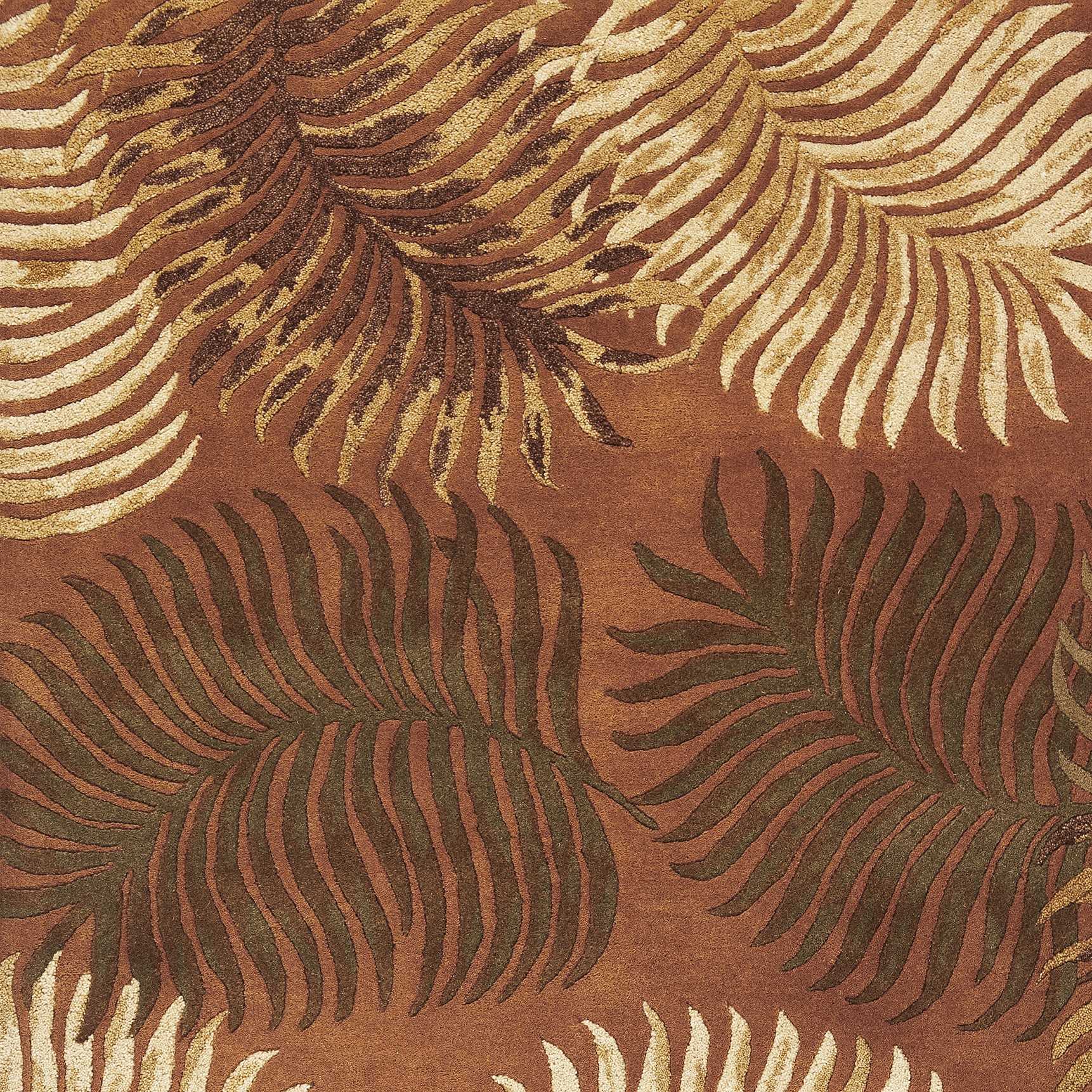 3' X 5' Rust Fern Leaves Wool Area Rug - Image 5