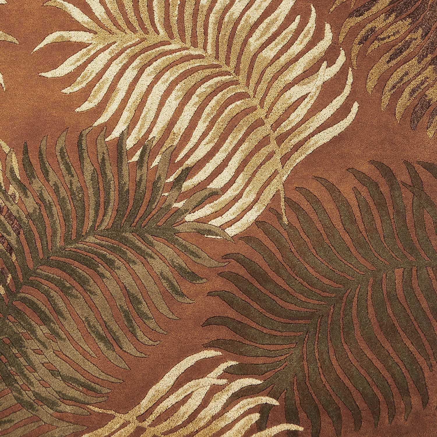 3' X 5' Rust Fern Leaves Wool Area Rug - Image 6