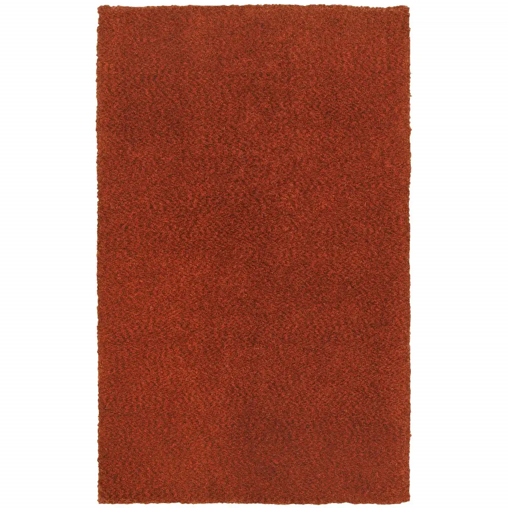 3' X 5' Rust Red Shag Tufted Handmade Stain Resistant Area Rug - Image 2