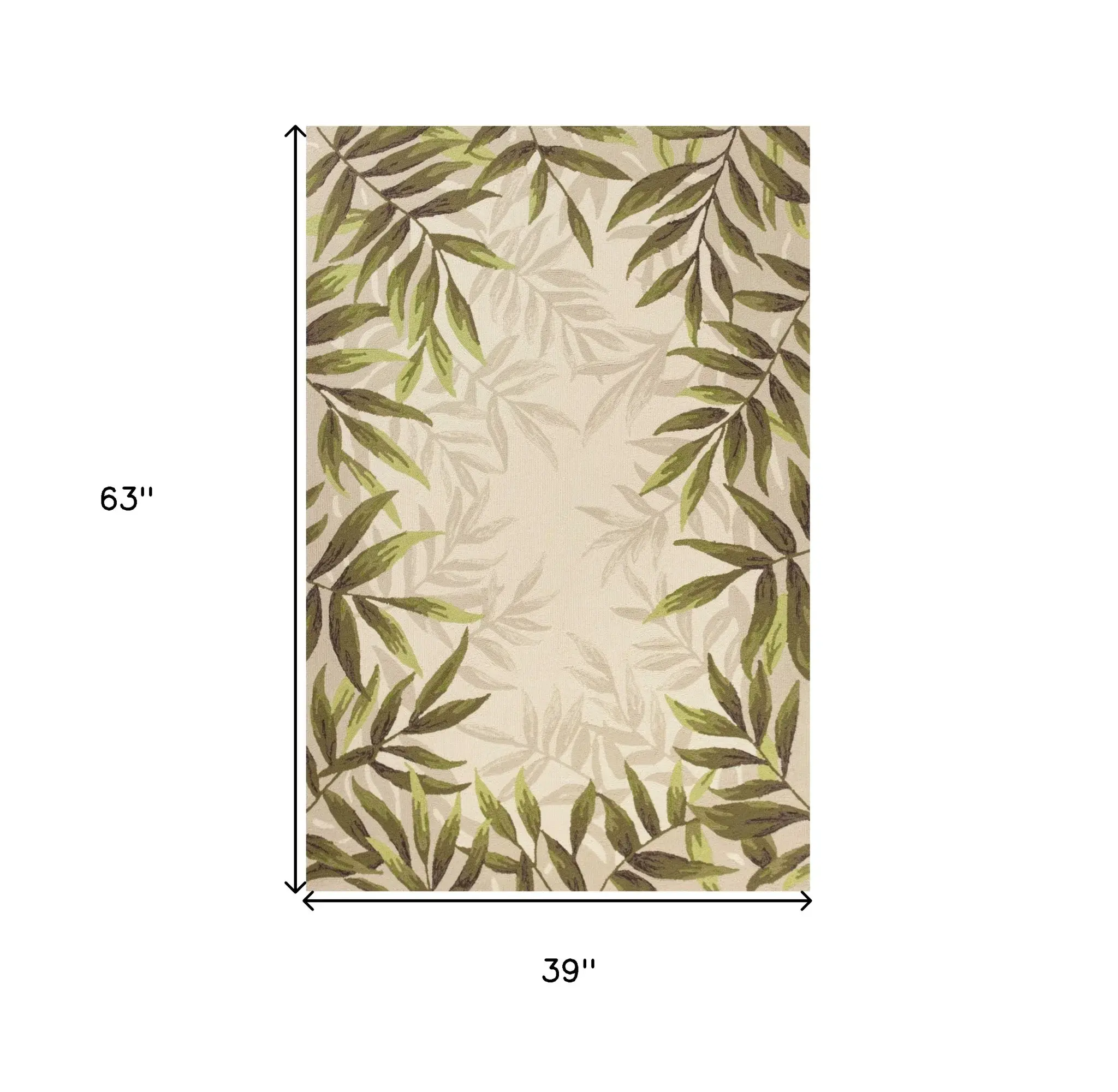 3' X 5' Sand Floral Handmade Indoor Outdoor Area Rug - Image 3