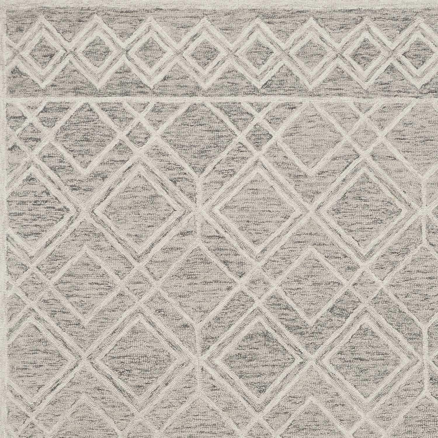 3' X 5' Sand Geometric Diamond Wool Area Rug - Image 3