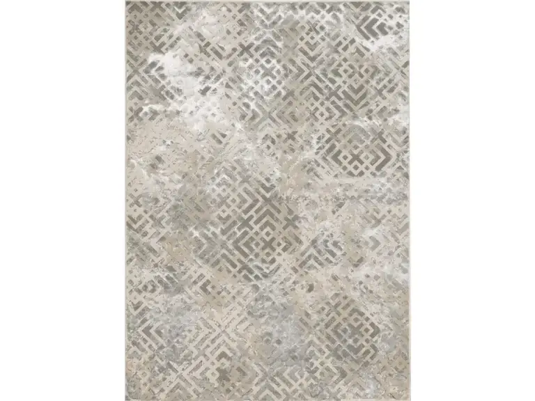 3' X 5' Sand Geometric Distressed Area Rug - Image 2