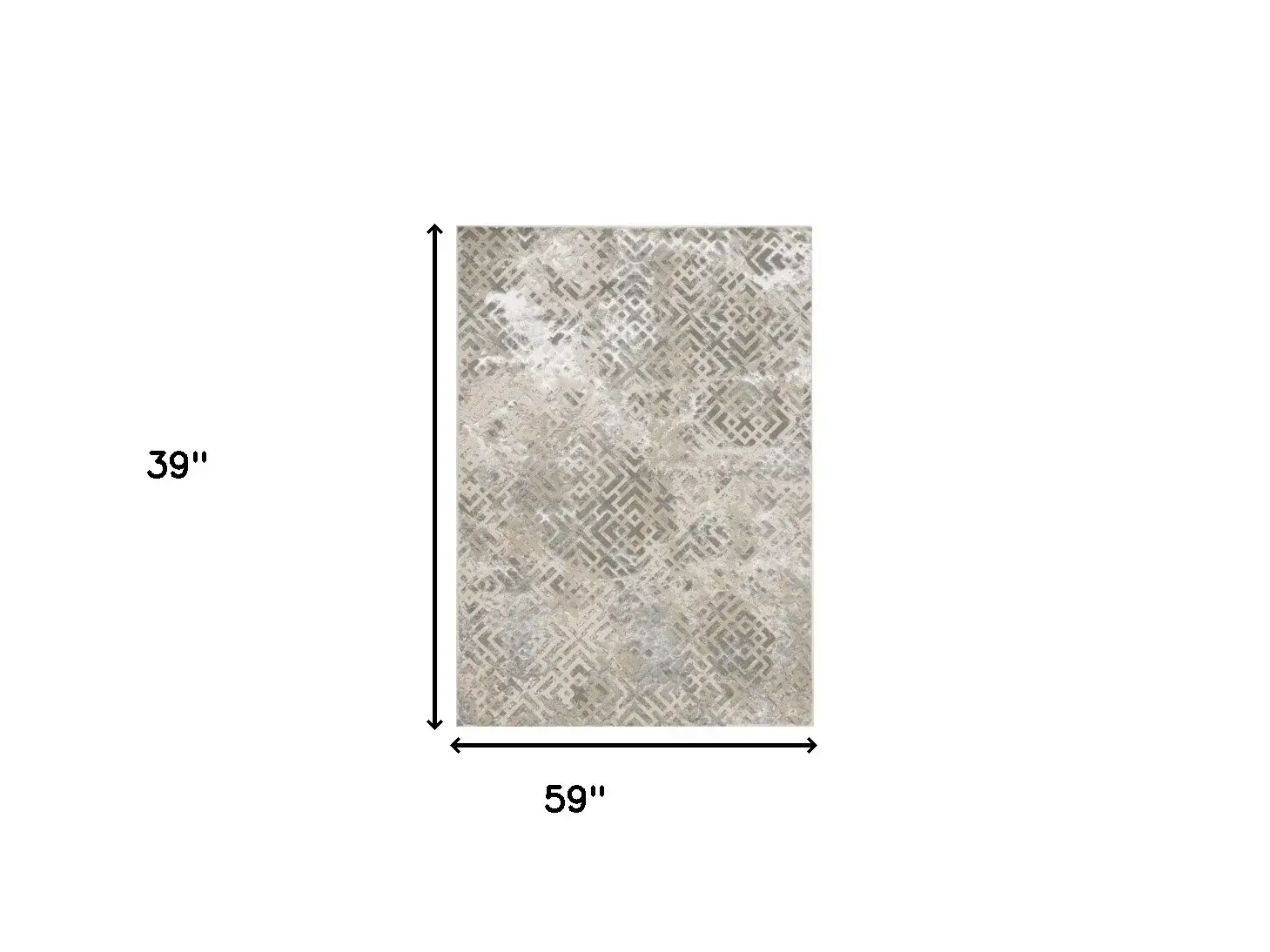 3' X 5' Sand Geometric Distressed Area Rug - Image 3