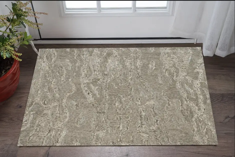 3' X 5' Sand Hand Tufted Abstract Indoor Area Rug