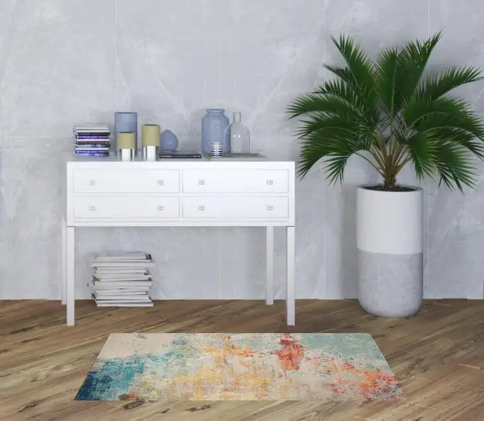 3' X 5' Sealife Abstract Power Loom Non Skid Area Rug - Image 2