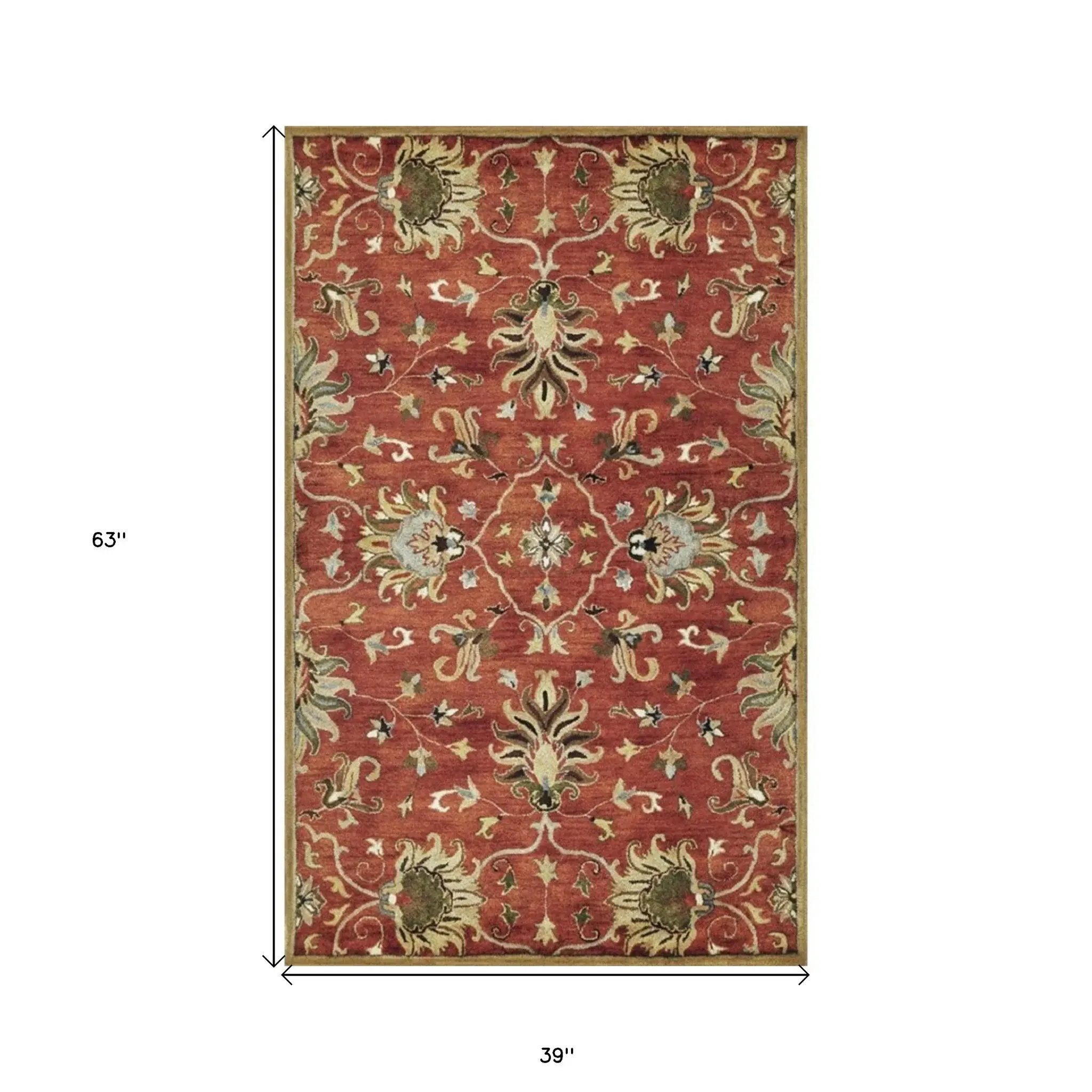 3' X 5' Sienna Medallion Vines Wool Rug - Image 3