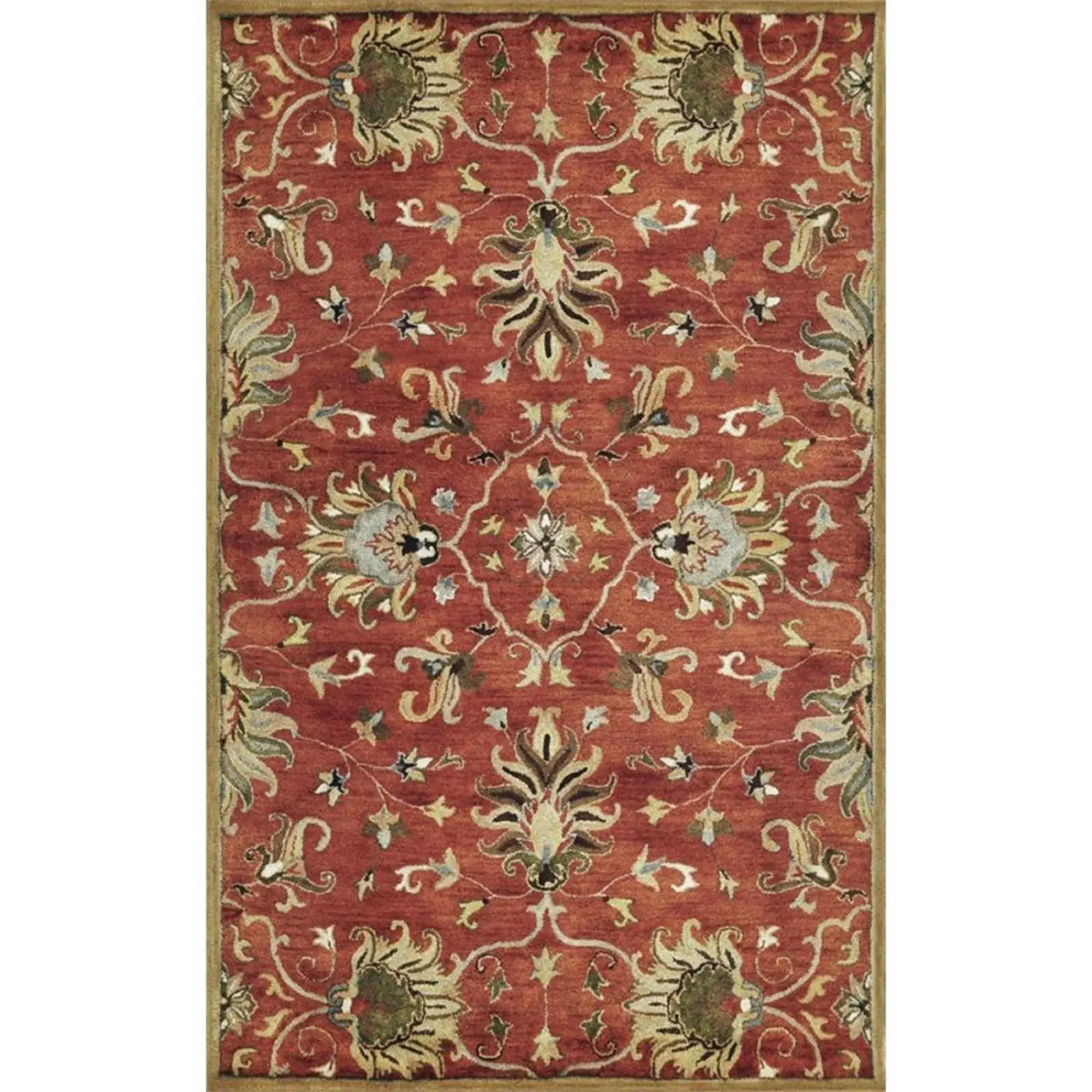 3' X 5' Sienna Medallion Vines Wool Rug - Image 4