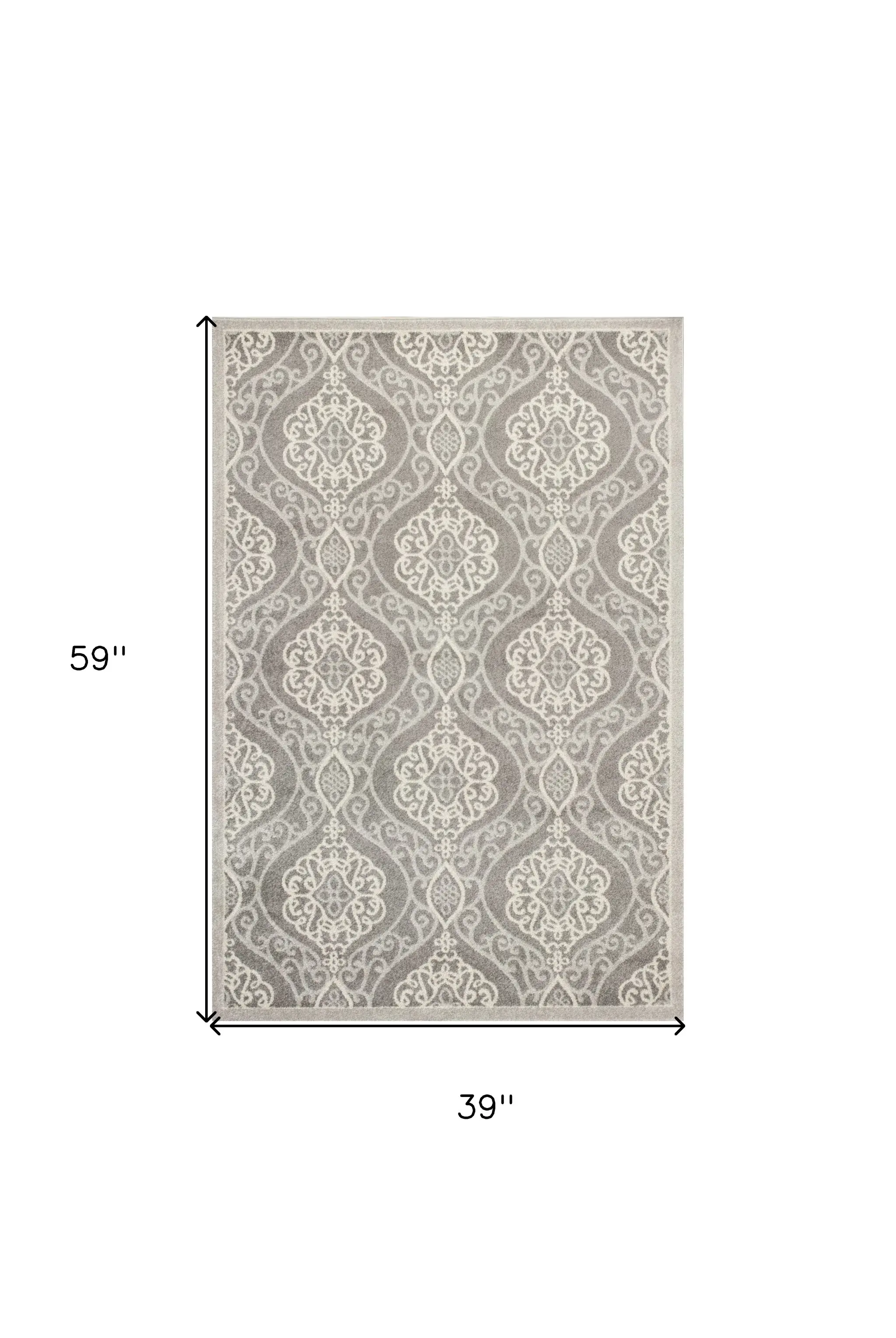 3' X 5' Silver Moroccan Indoor Outdoor Area Rug - Image 3