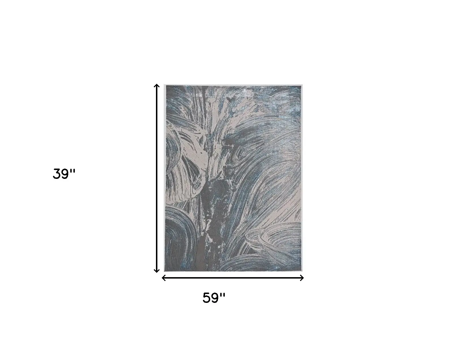 3' X 5' Silver Or Blue Abstract Brushstrokes Area Rug - Image 3