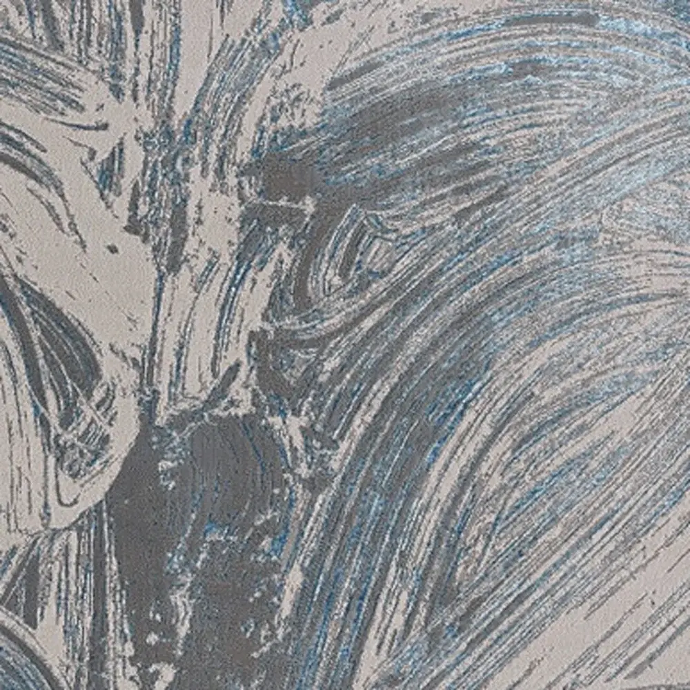 3' X 5' Silver Or Blue Abstract Brushstrokes Area Rug - Image 5