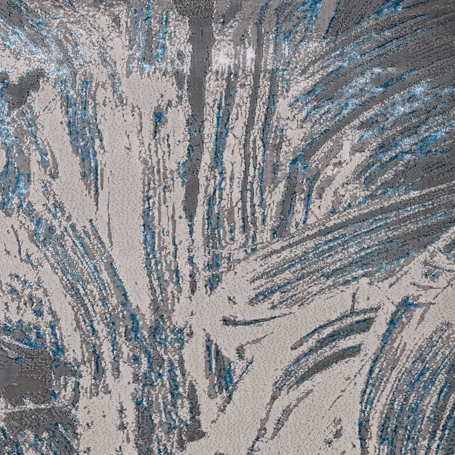 3' X 5' Silver Or Blue Abstract Brushstrokes Area Rug - Image 6