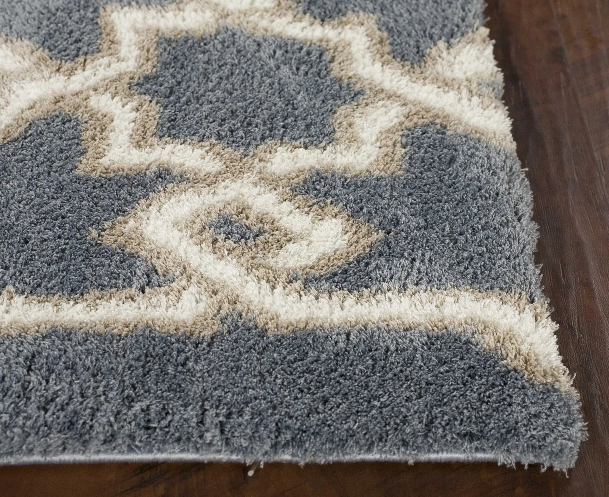 3' X 5' Slate Blue Geometric Machine Woven Microfiber Indoor Area Rug - Image 2