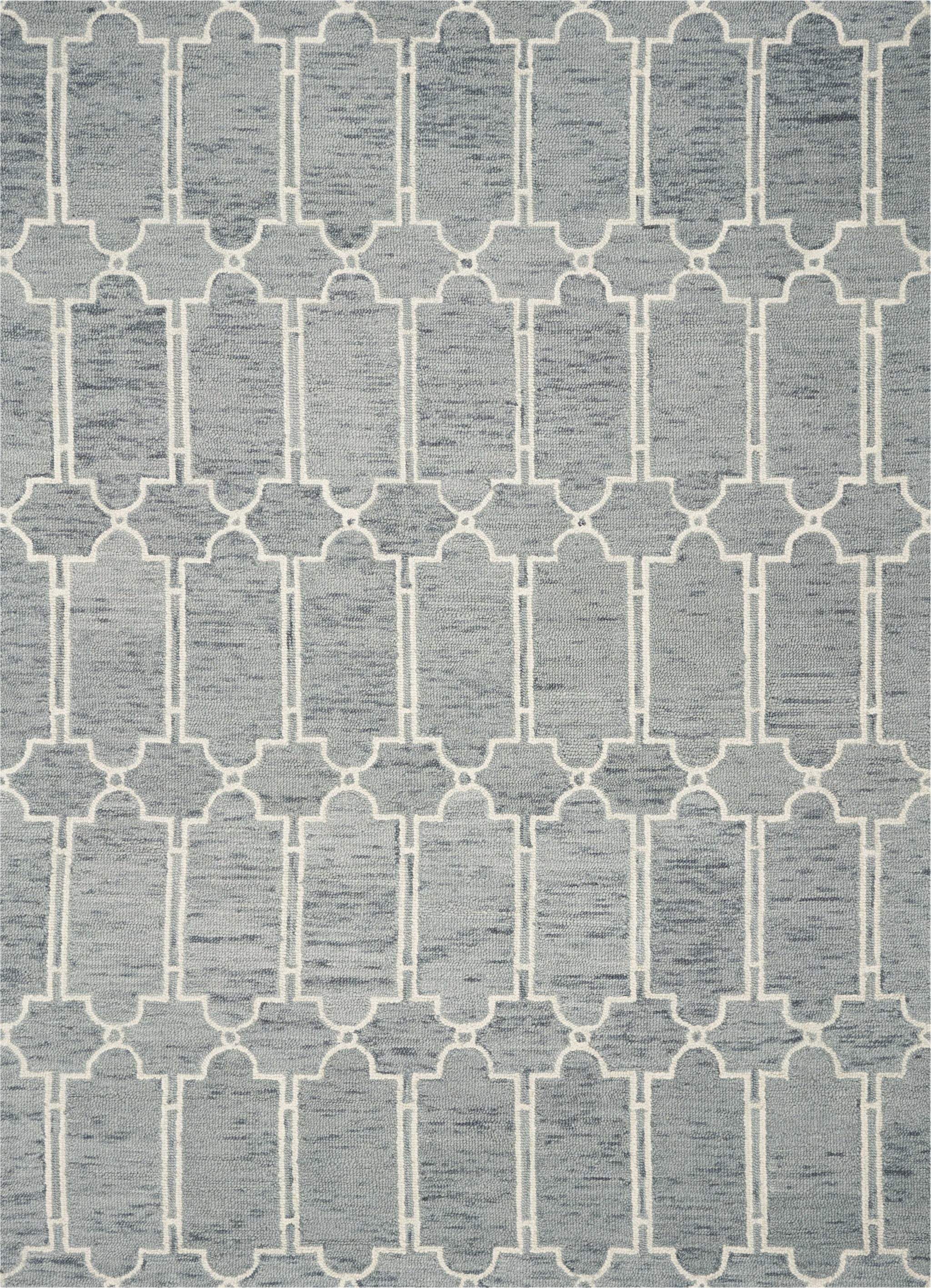 3' X 5' Slate Blue Hand Tufted Geometric Indoor Area Rug - Image 2