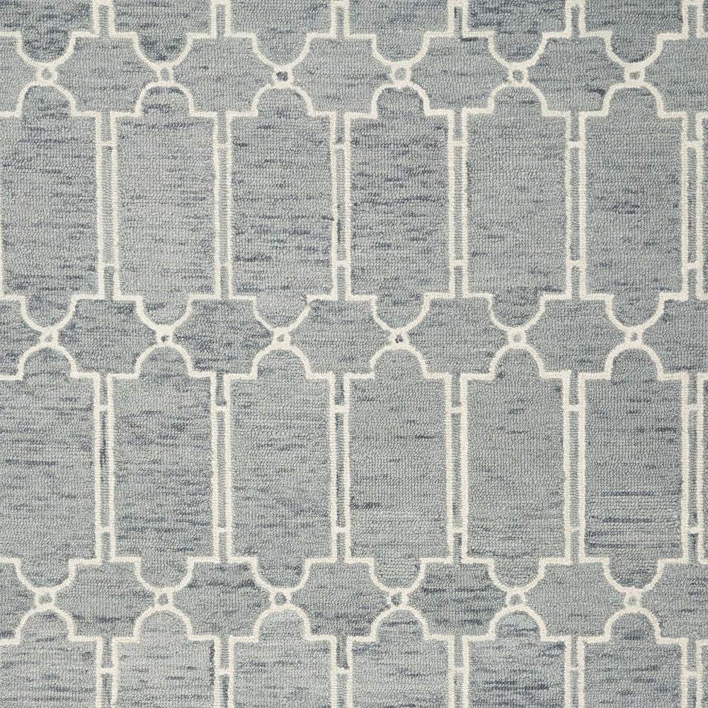 3' X 5' Slate Blue Hand Tufted Geometric Indoor Area Rug - Image 5