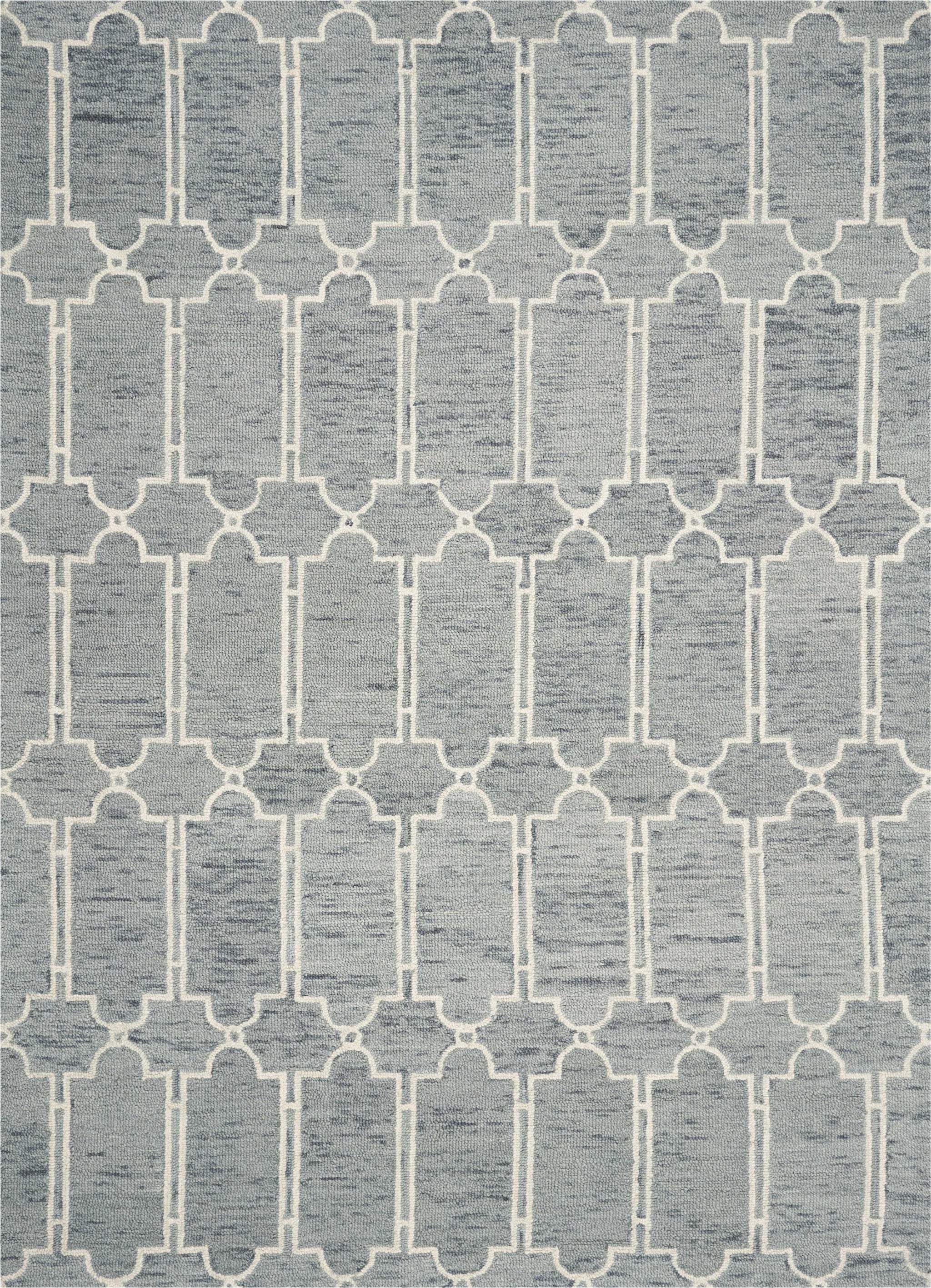 3' X 5' Slate Blue Hand Tufted Geometric Indoor Area Rug - Image 6